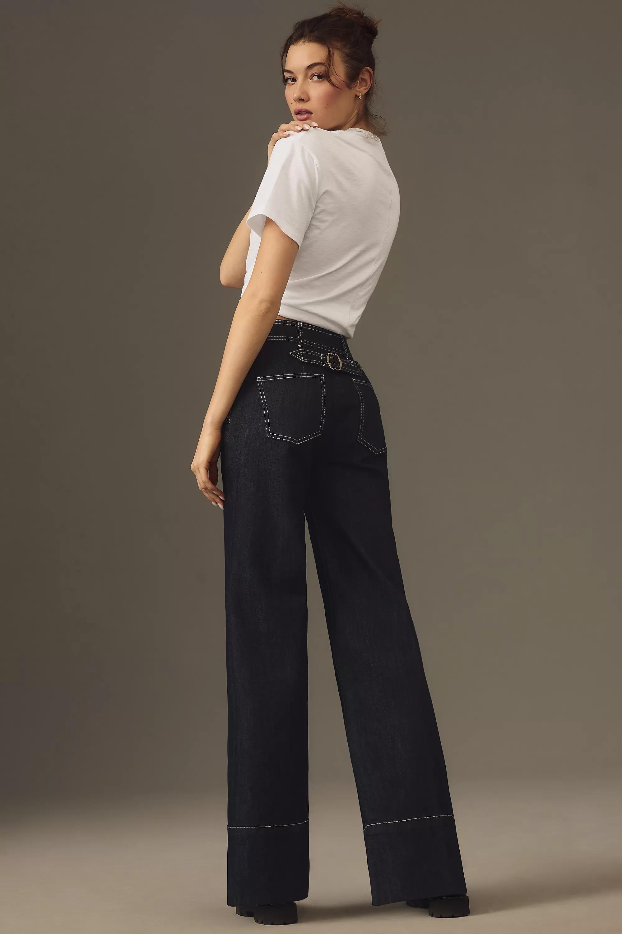 Maeve Clean Seamed High-Rise Wide-Leg Jeans, Black, , large image number 2
