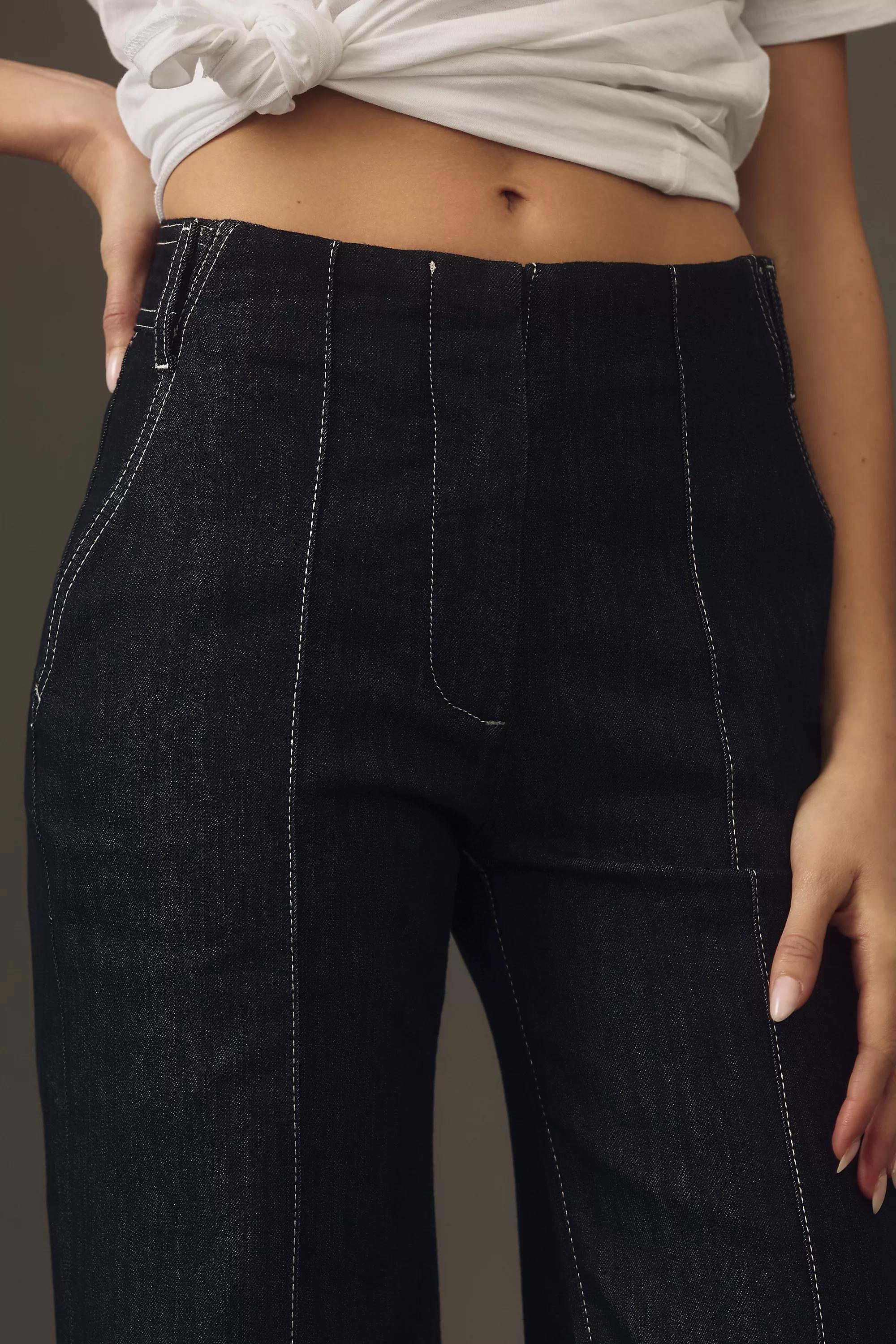 Maeve Clean Seamed High-Rise Wide-Leg Jeans, Black, , large image number 3
