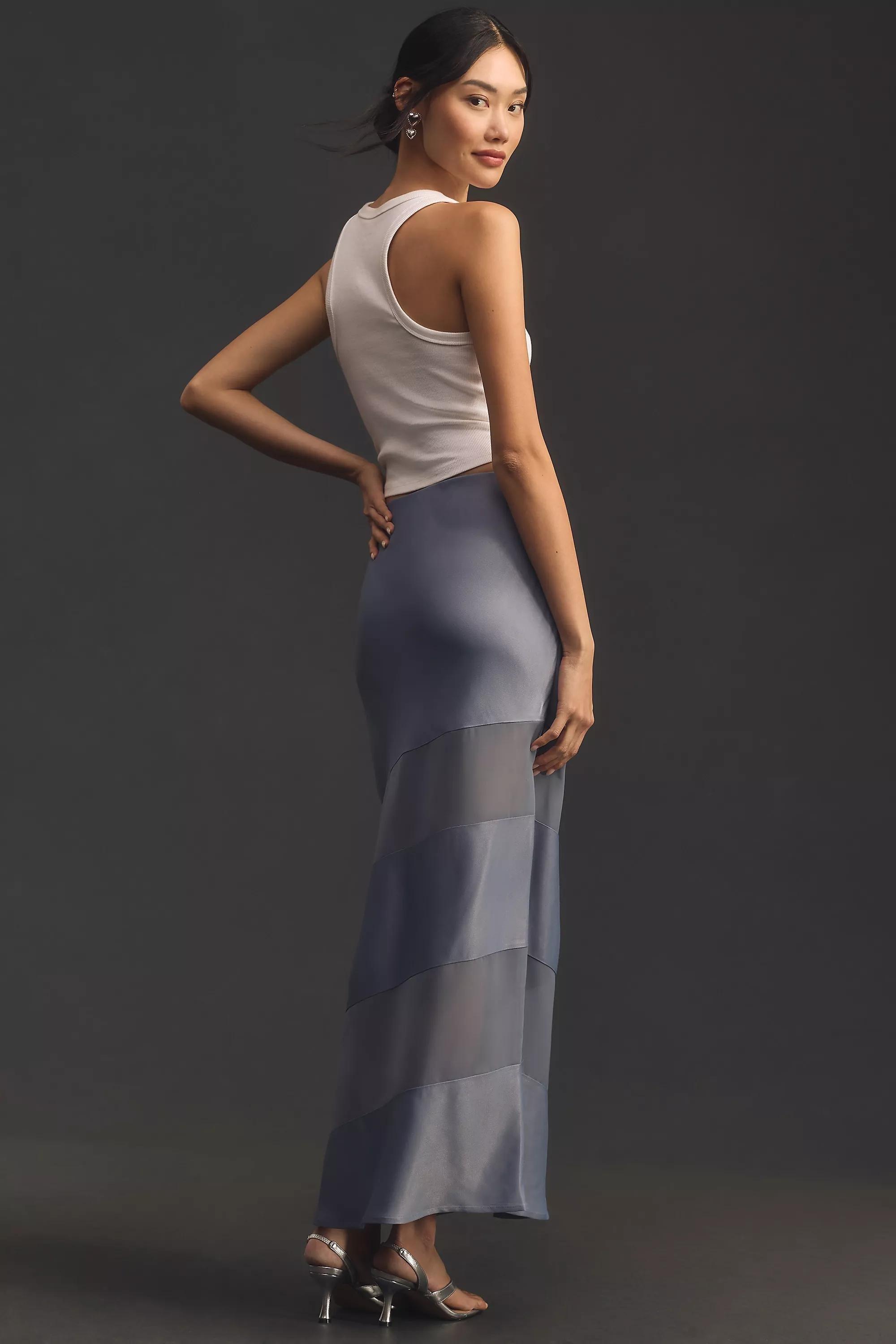 Sheer Stripe Slip Maxi Skirt, Grey, , large image number 2