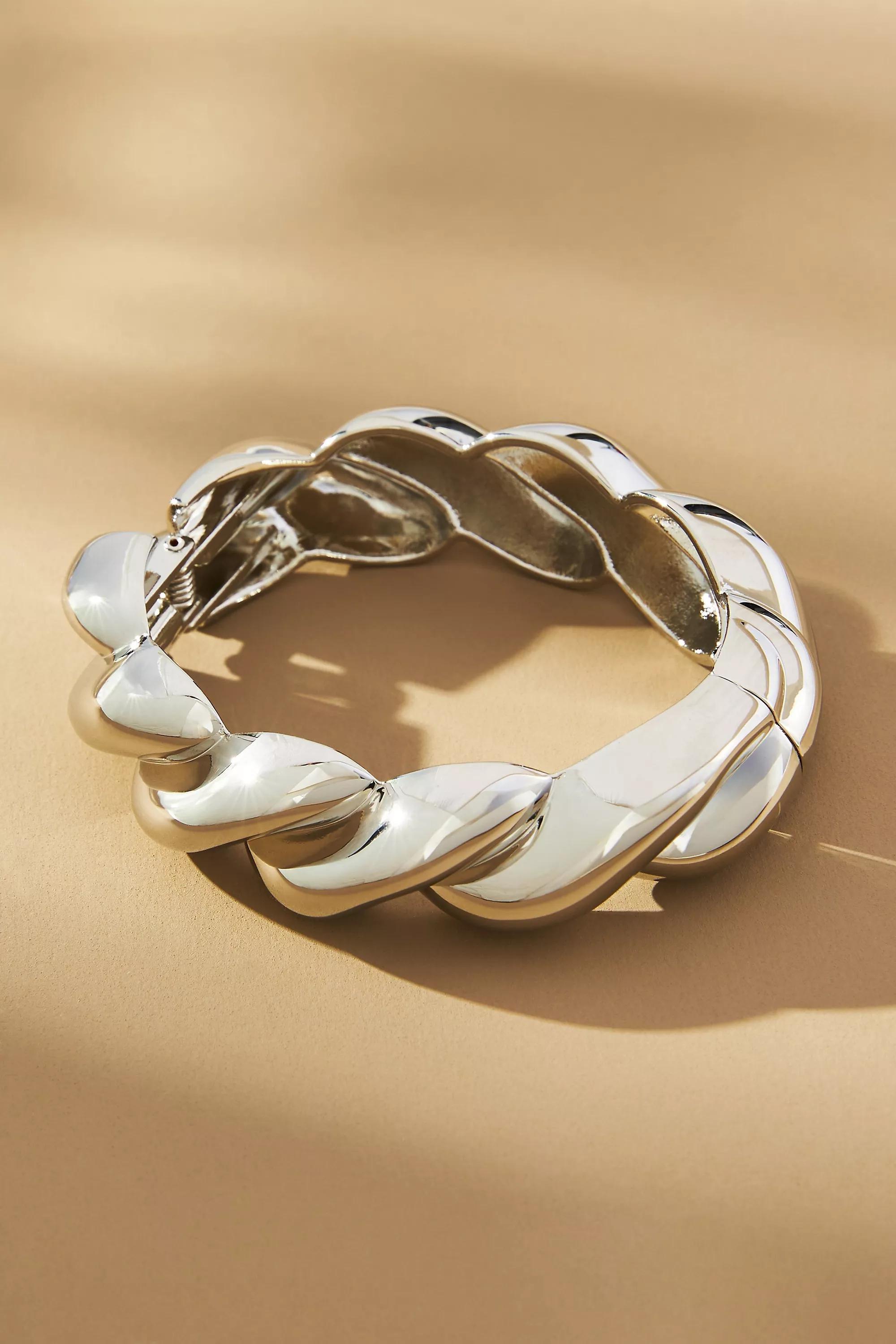 Braided Bangle Bracelet, Silver, A501_0007, large image number 0