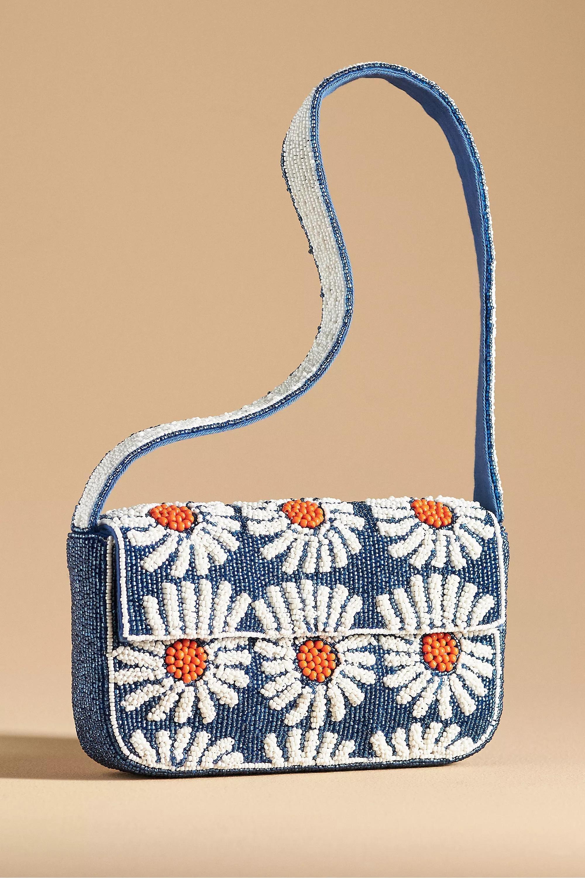 Anthropologie - The Fiona Beaded Bag: Bloom Edition, Blue