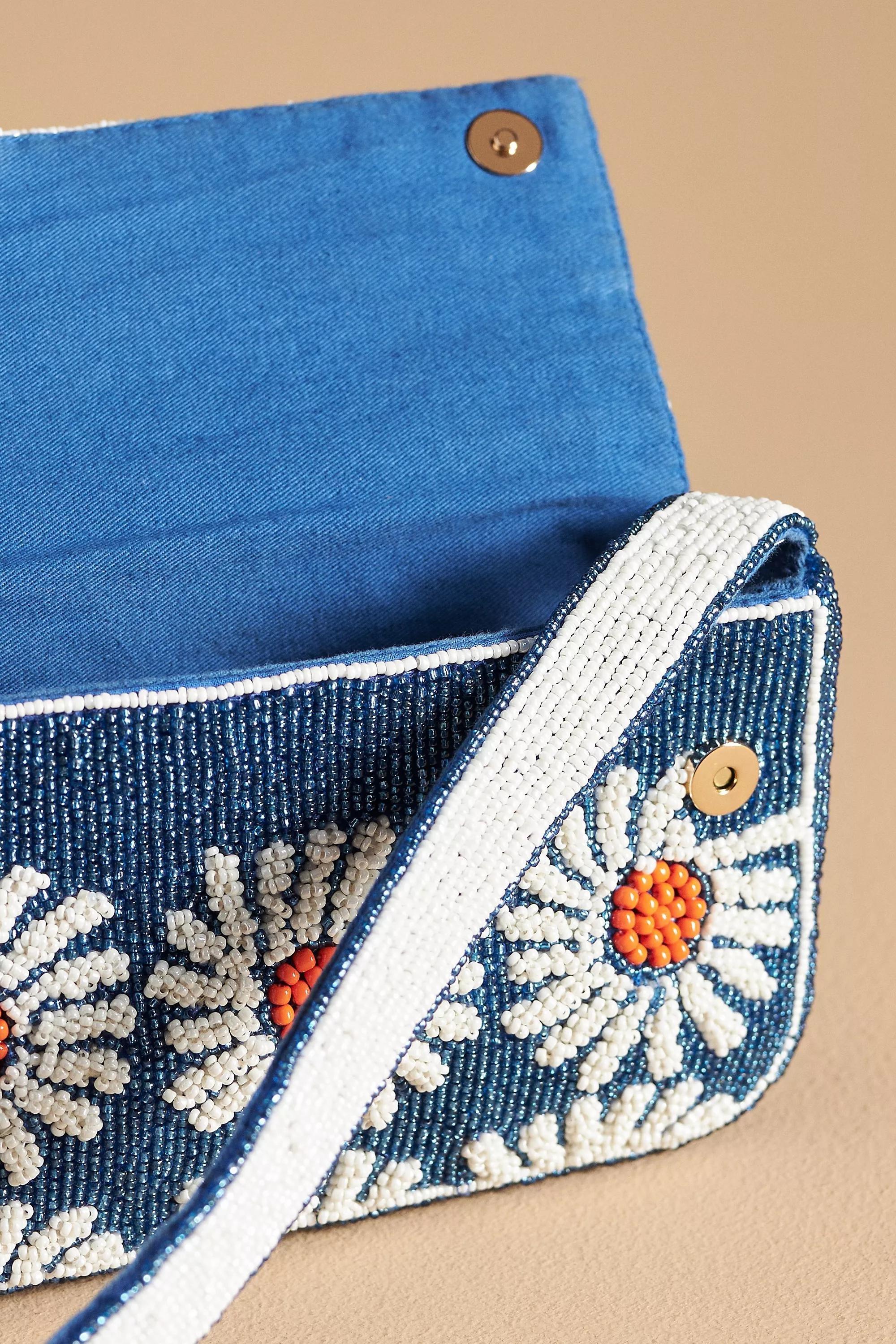 Anthropologie - The Fiona Beaded Bag: Bloom Edition, Blue