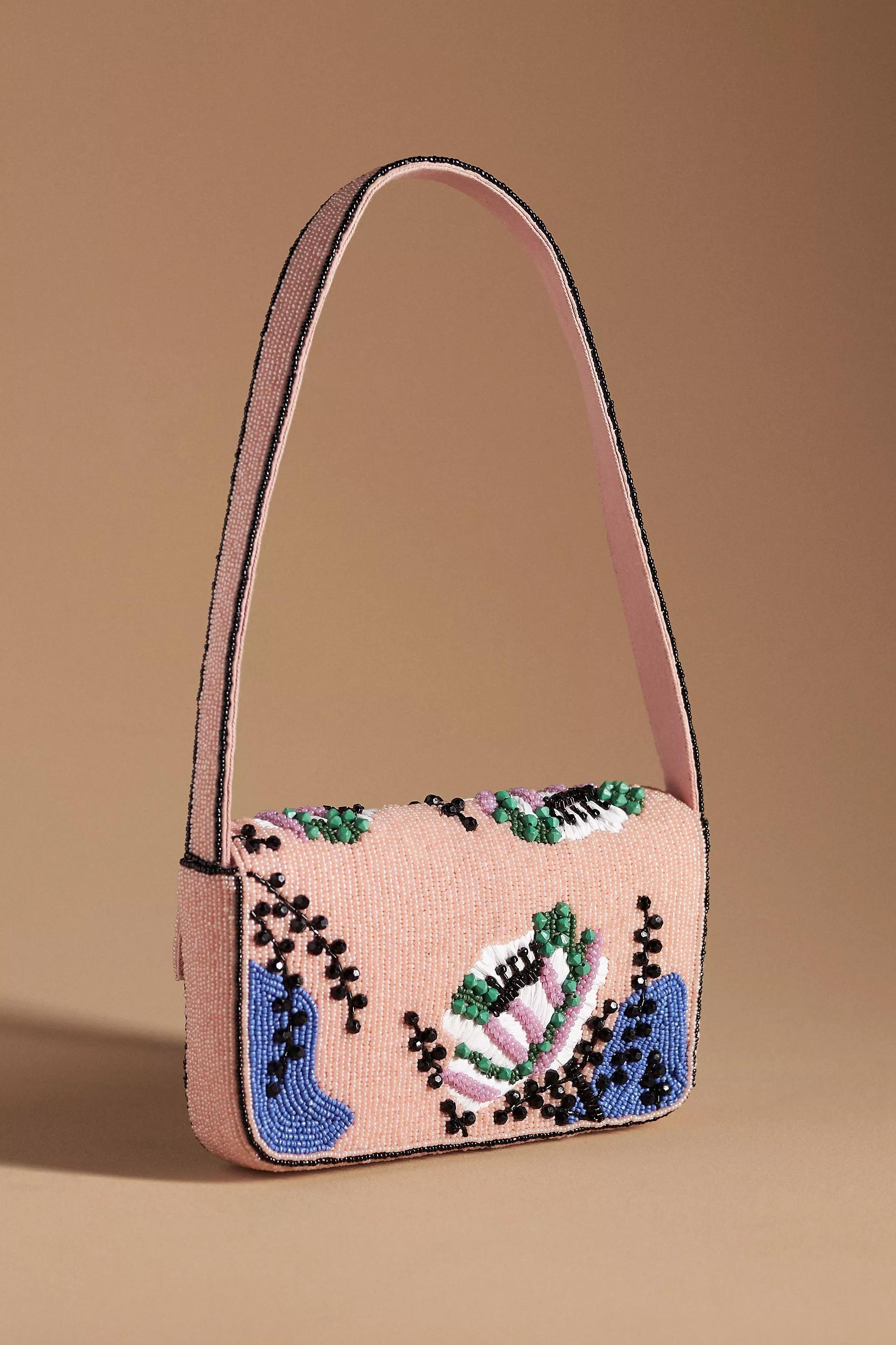 Anthropologie - The Fiona Beaded Bag: Bloom Edition, Pink
