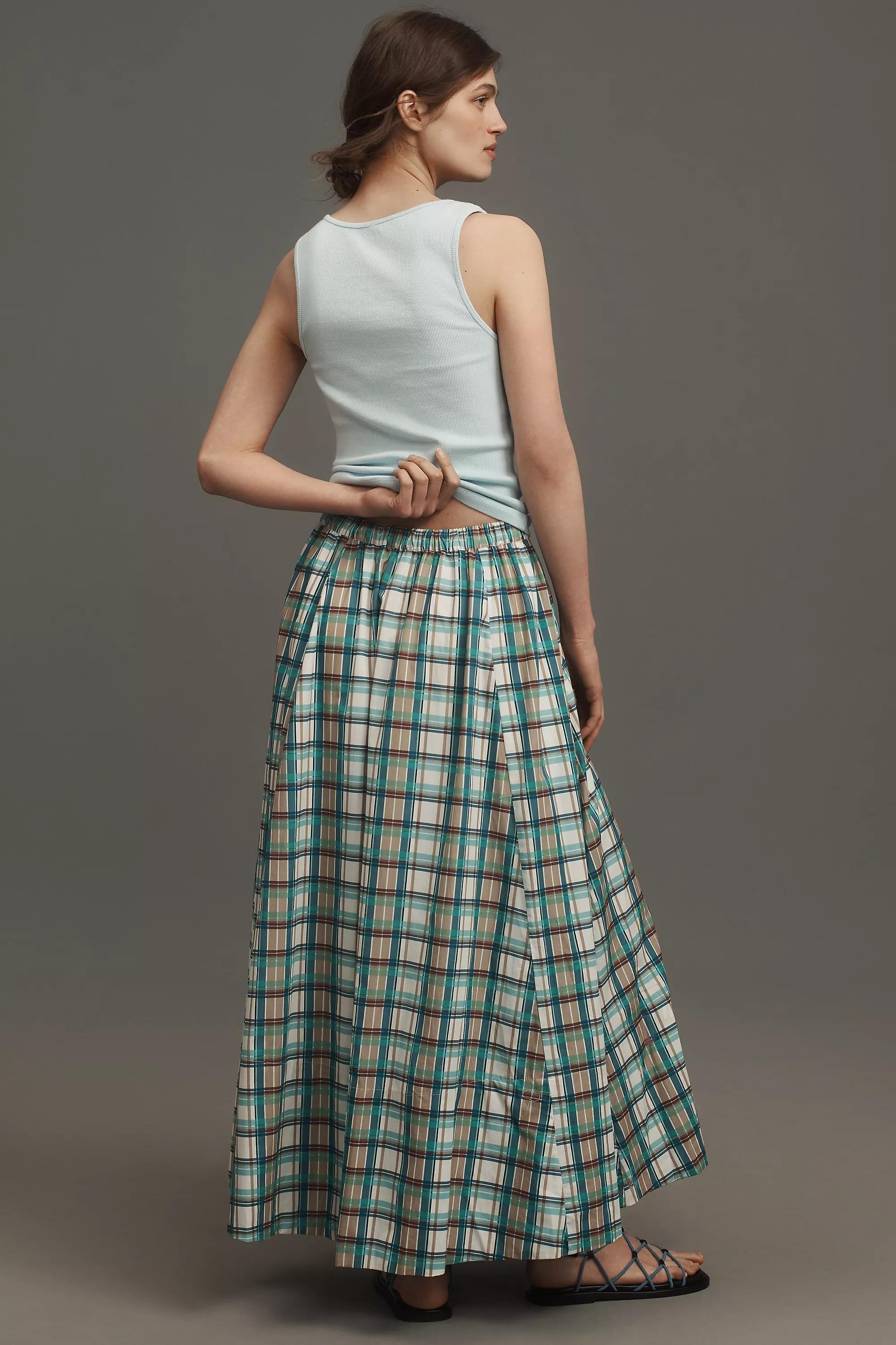 TURQUOISE Maeve Poplin Printed Midi Skirt, A501_0046, large image number 1