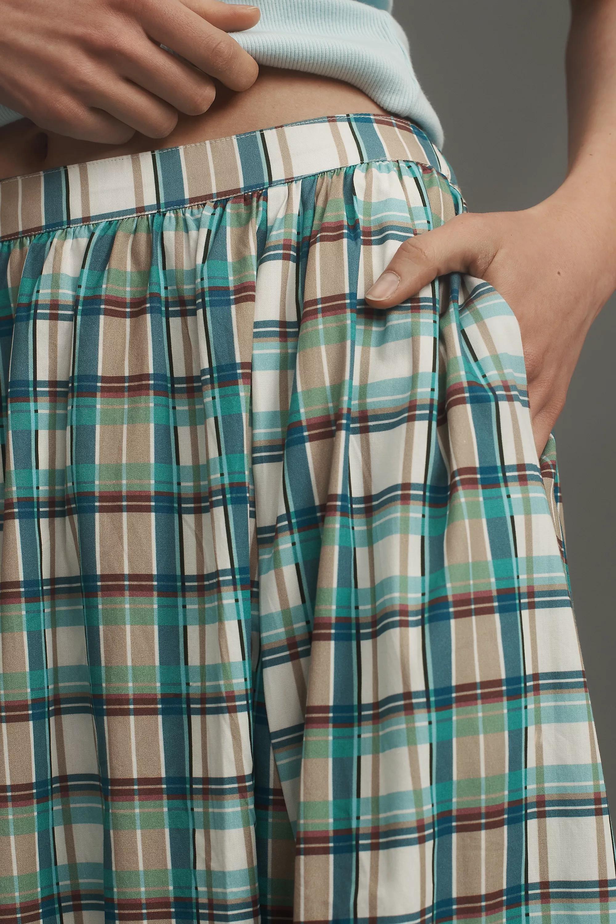 TURQUOISE Maeve Poplin Printed Midi Skirt, A501_0046, large image number 3