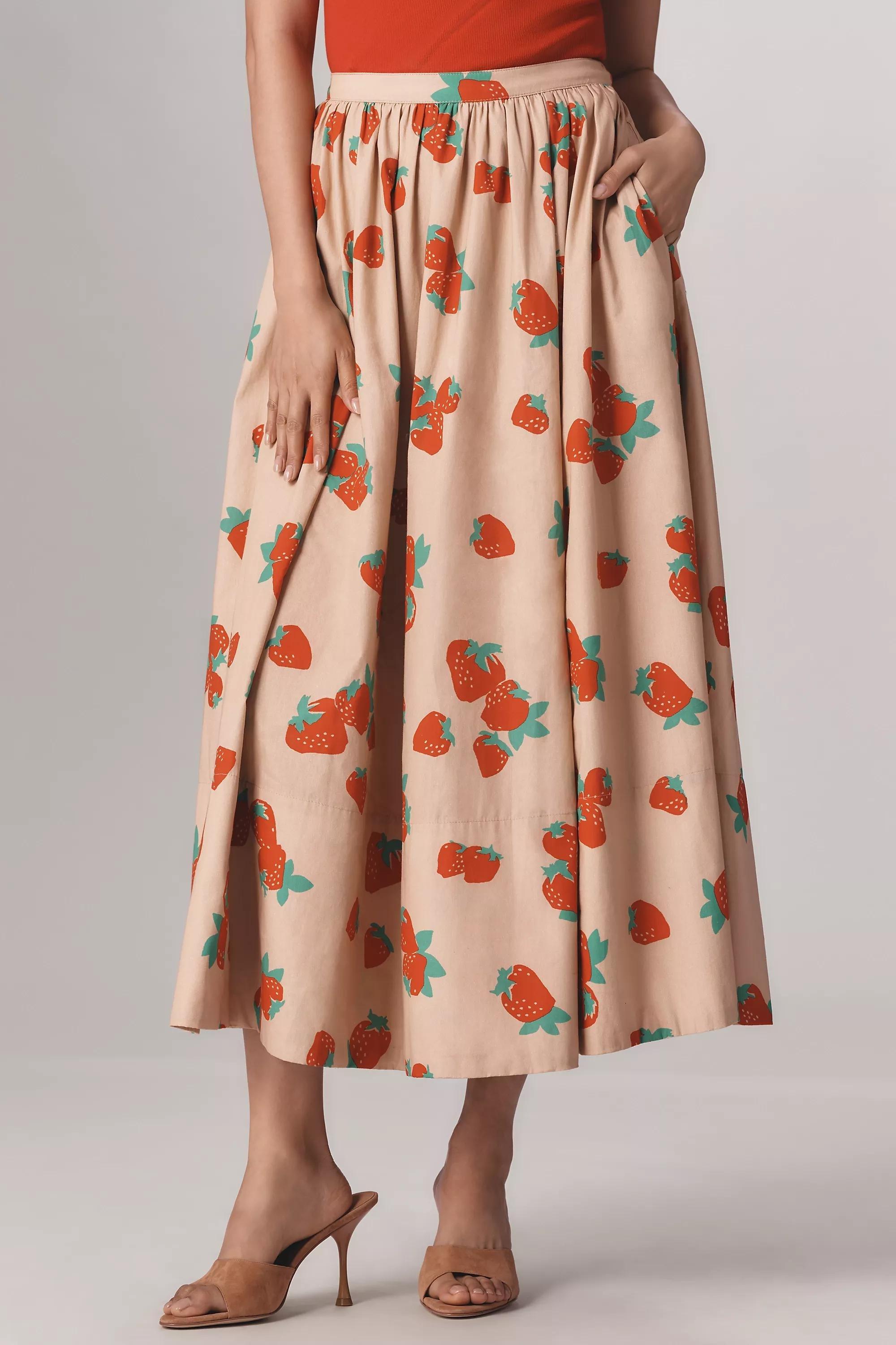 Anthropologie Floral Flared Brunch Midi, , large image number 1