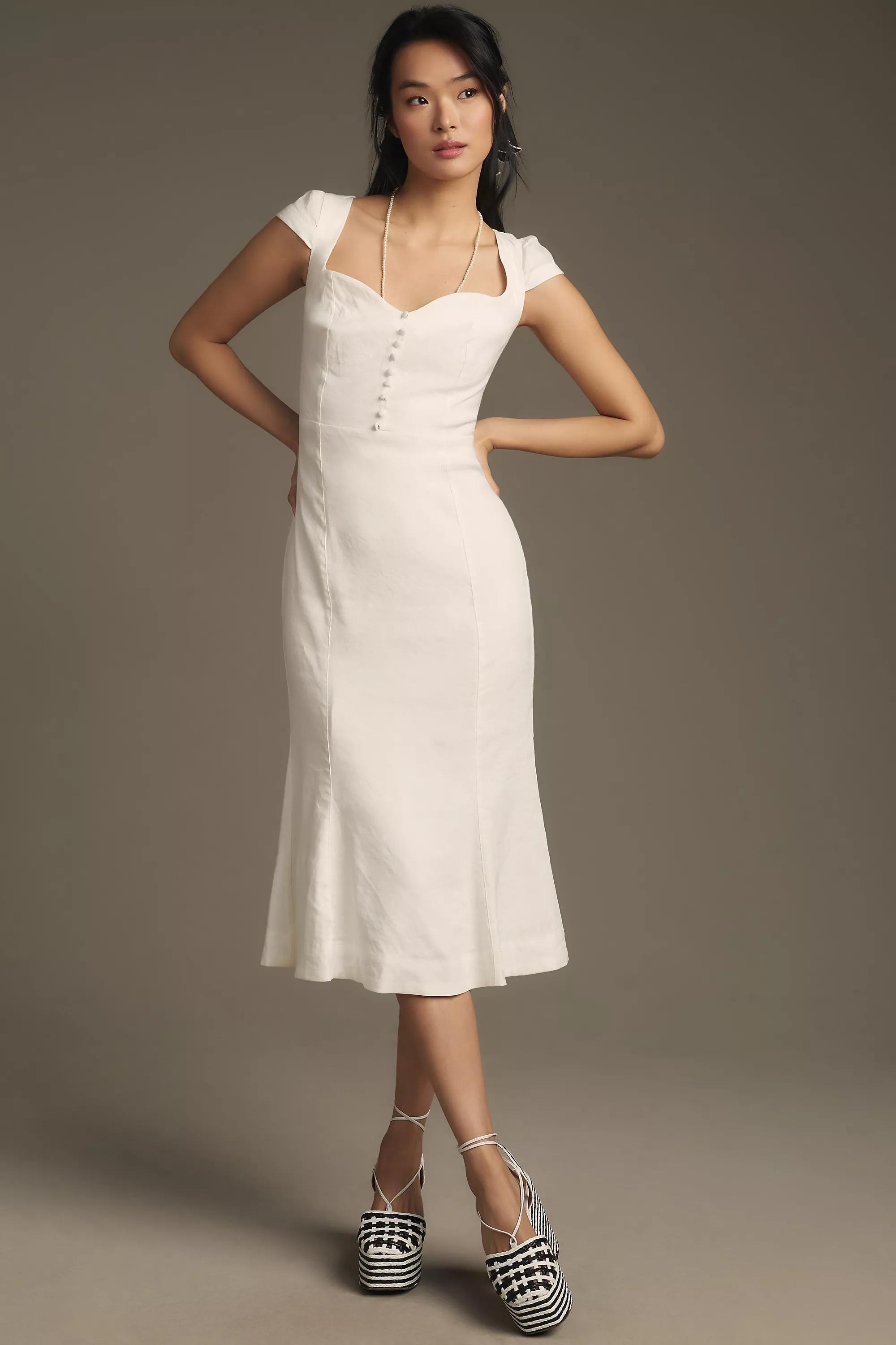 The Cecily Fit & Flare Sweetheart Midi Dress By Maeve, White, , large image number 0