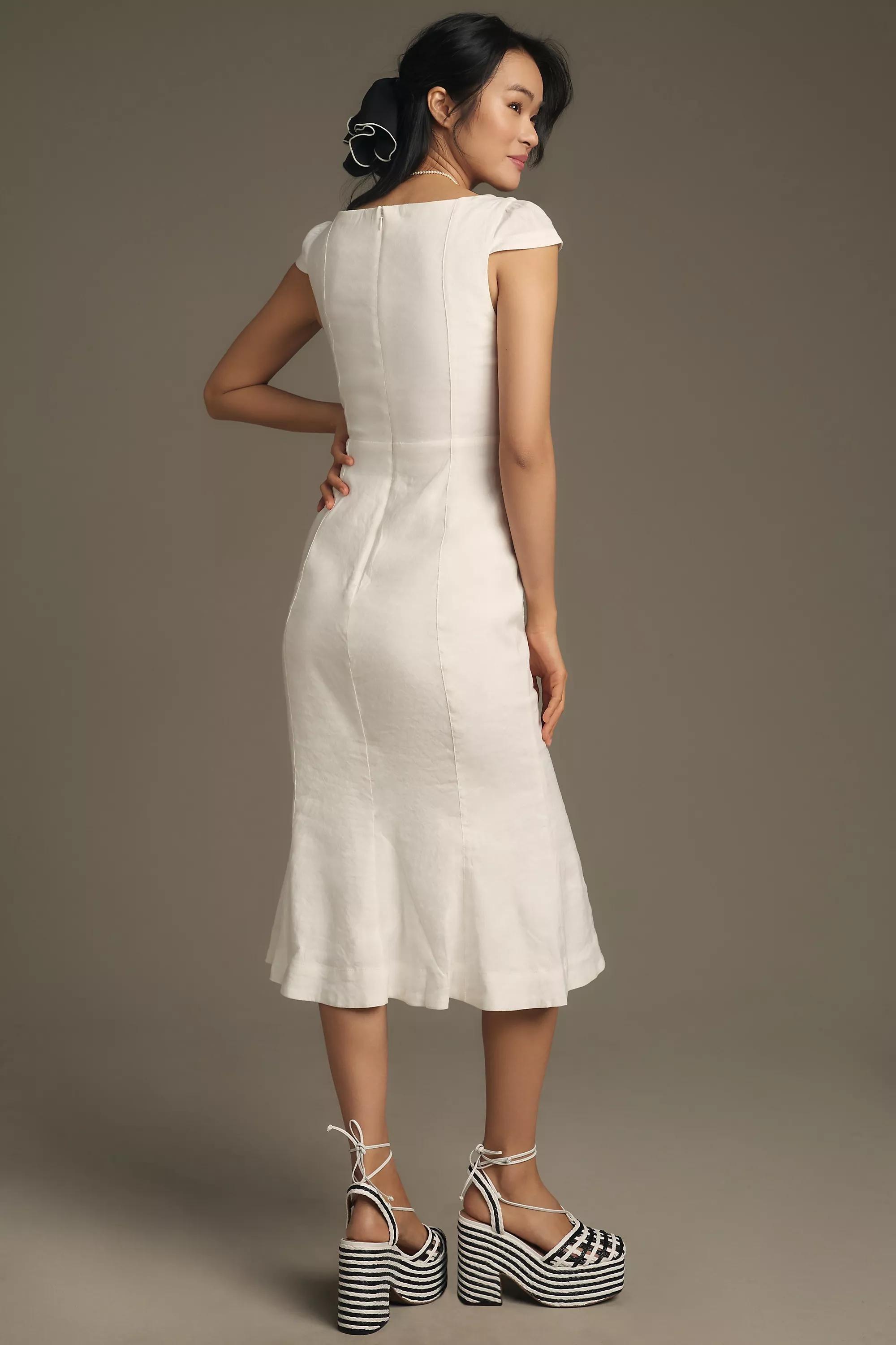 The Cecily Fit & Flare Sweetheart Midi Dress By Maeve, White, , large image number 1
