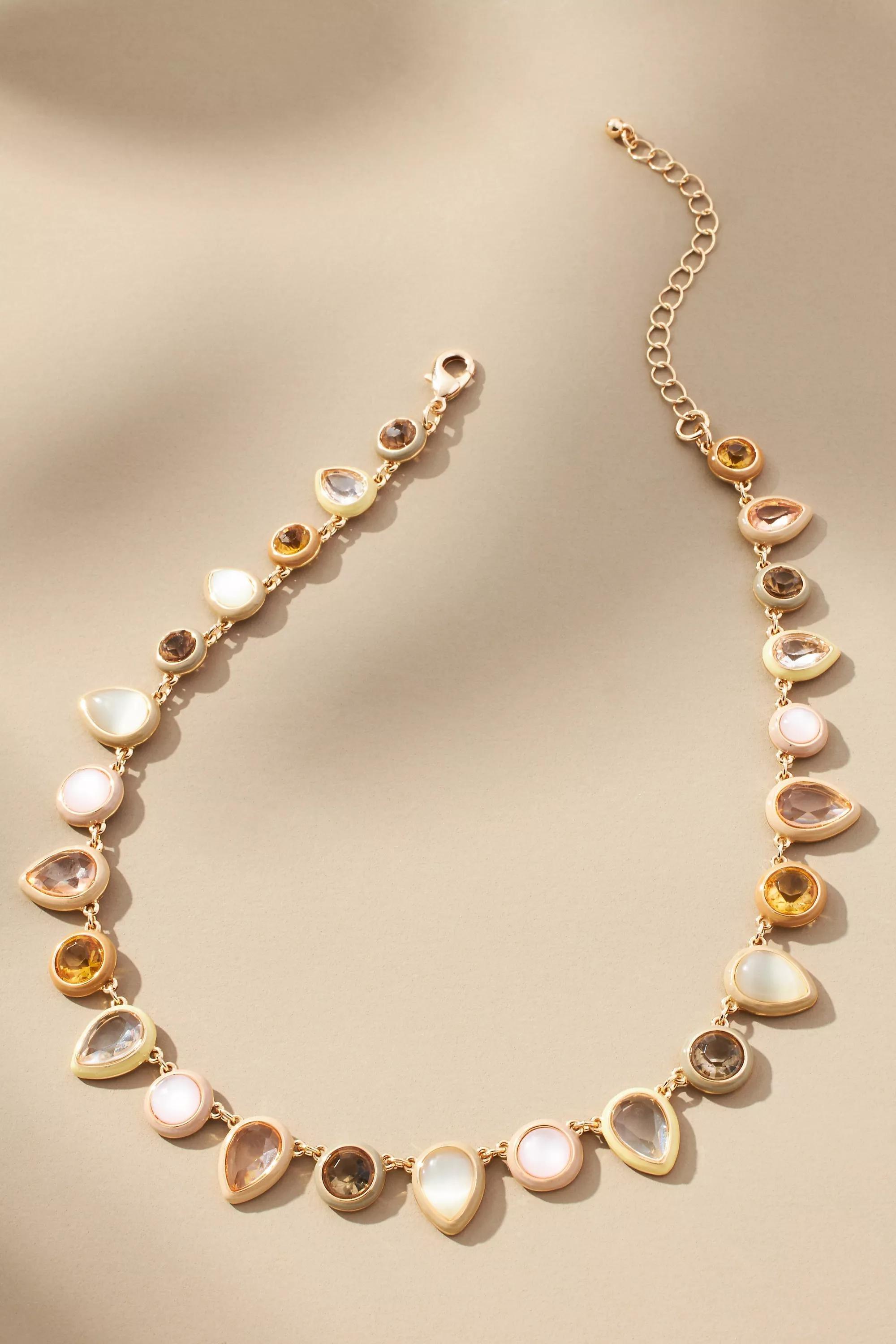 Enamel Gem Necklace, Multicolour, A501_0011, large image number 0