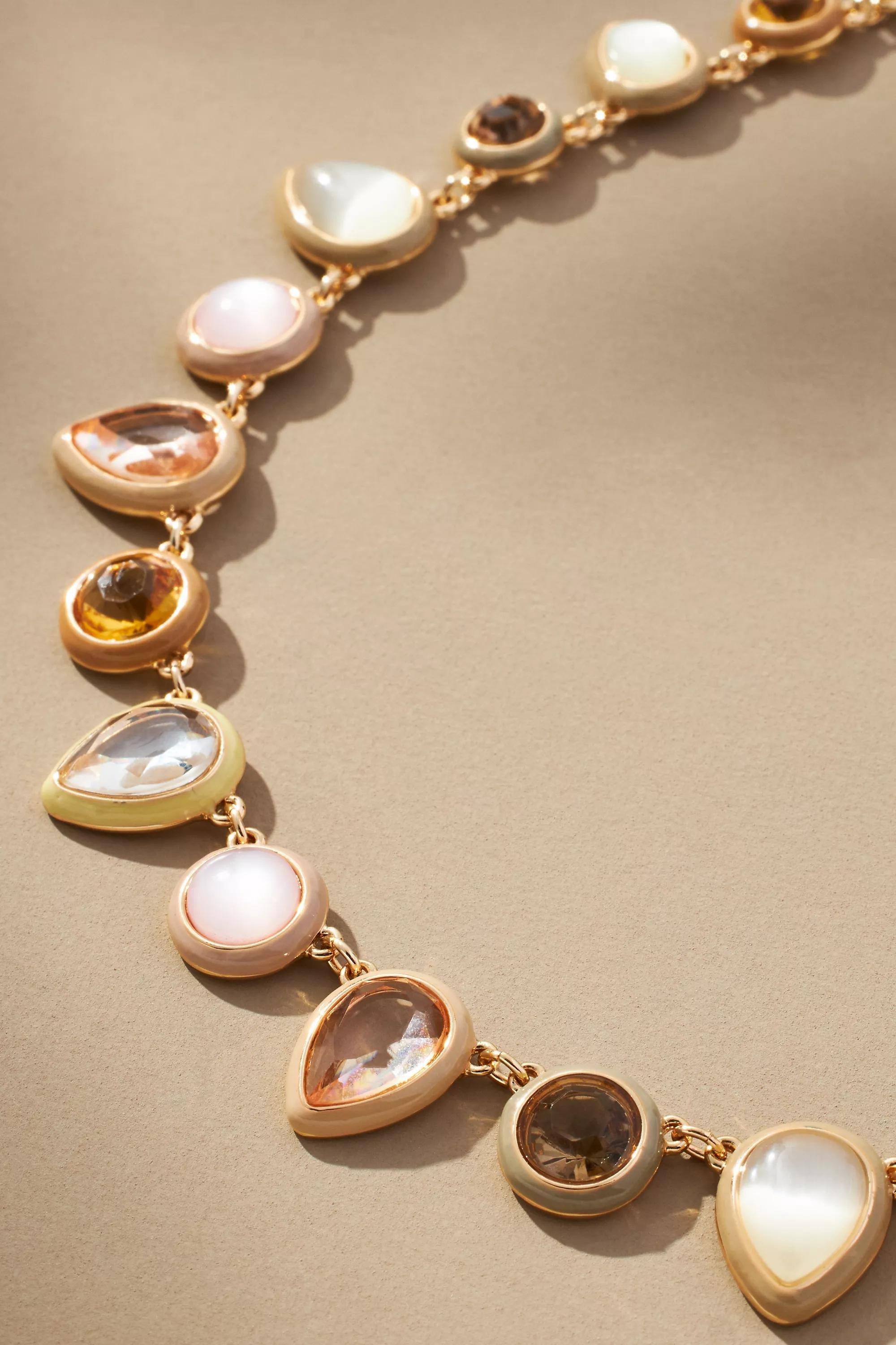 Enamel Gem Necklace, Multicolour, A501_0011, large image number 1