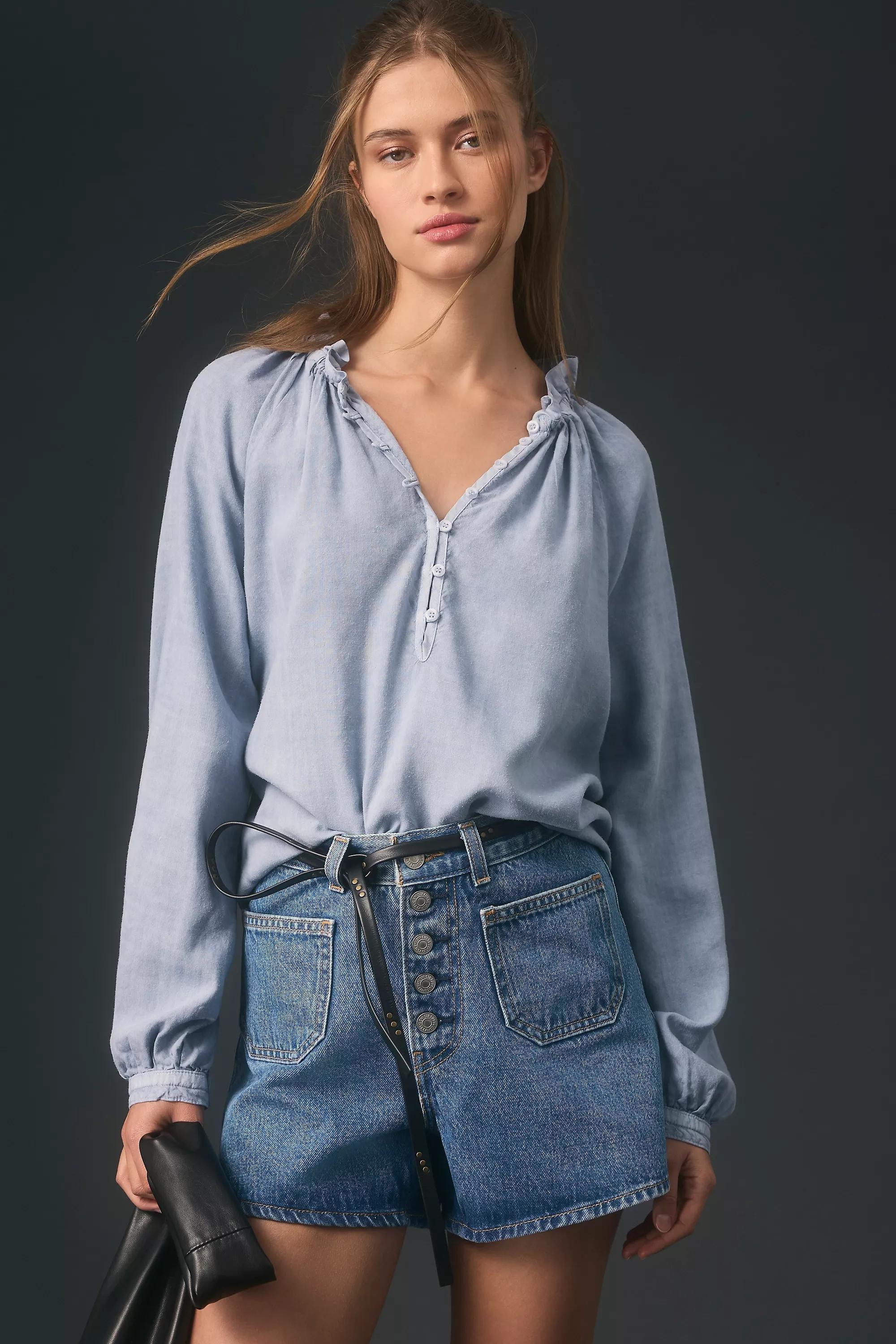 Anthropologie Plain Blouse, Blue, , large image number 0