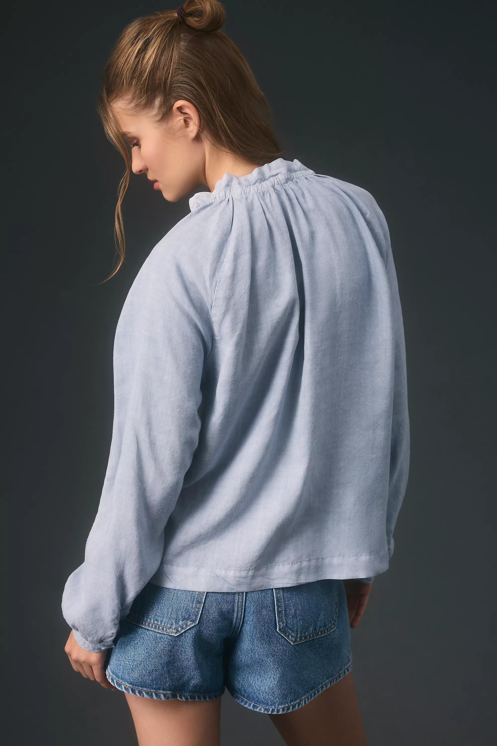 Anthropologie Plain Blouse, Blue, , large image number 1
