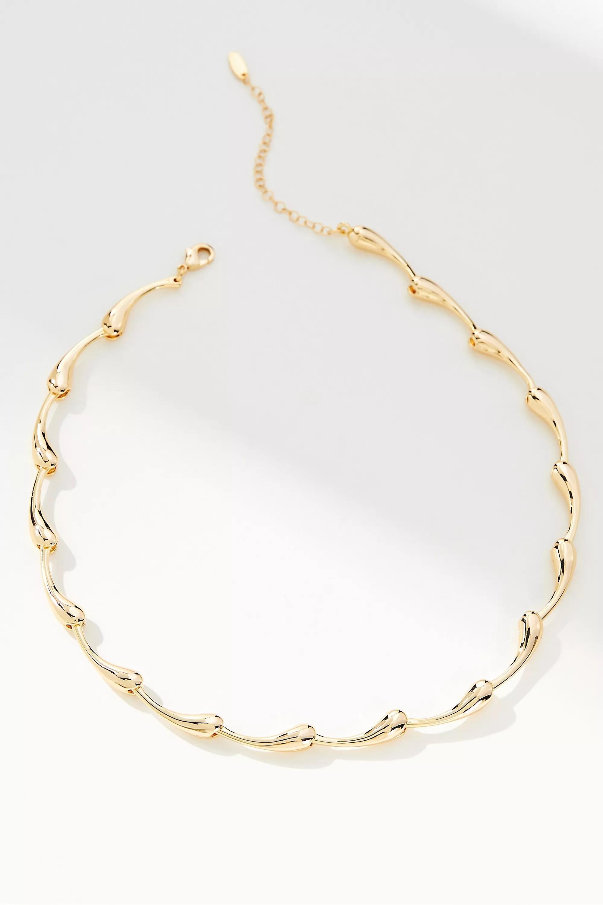 Waterdrop Chain Necklace, Gold-Plated, A501_0070, large image number 0