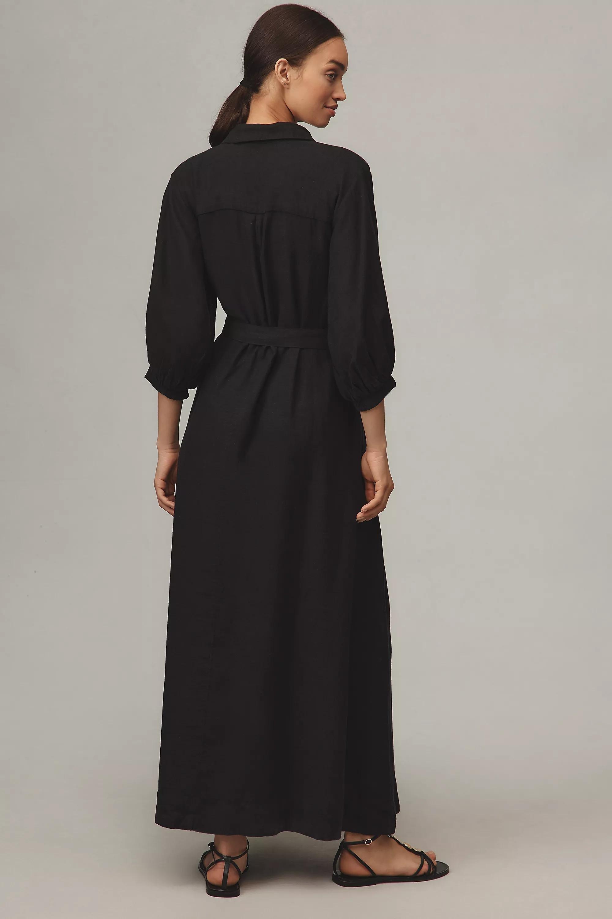 By Maeve Button-Front Belted Wrap Maxi Dress, Black, A501_0001, large image number 1