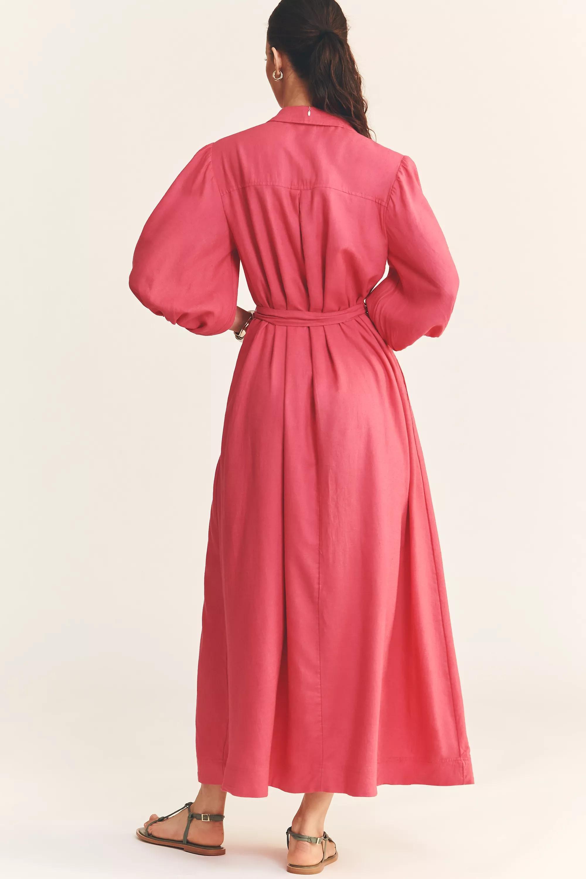 By Maeve Button-Front Belted Wrap Maxi Dress, Red, A501_0062, medium
