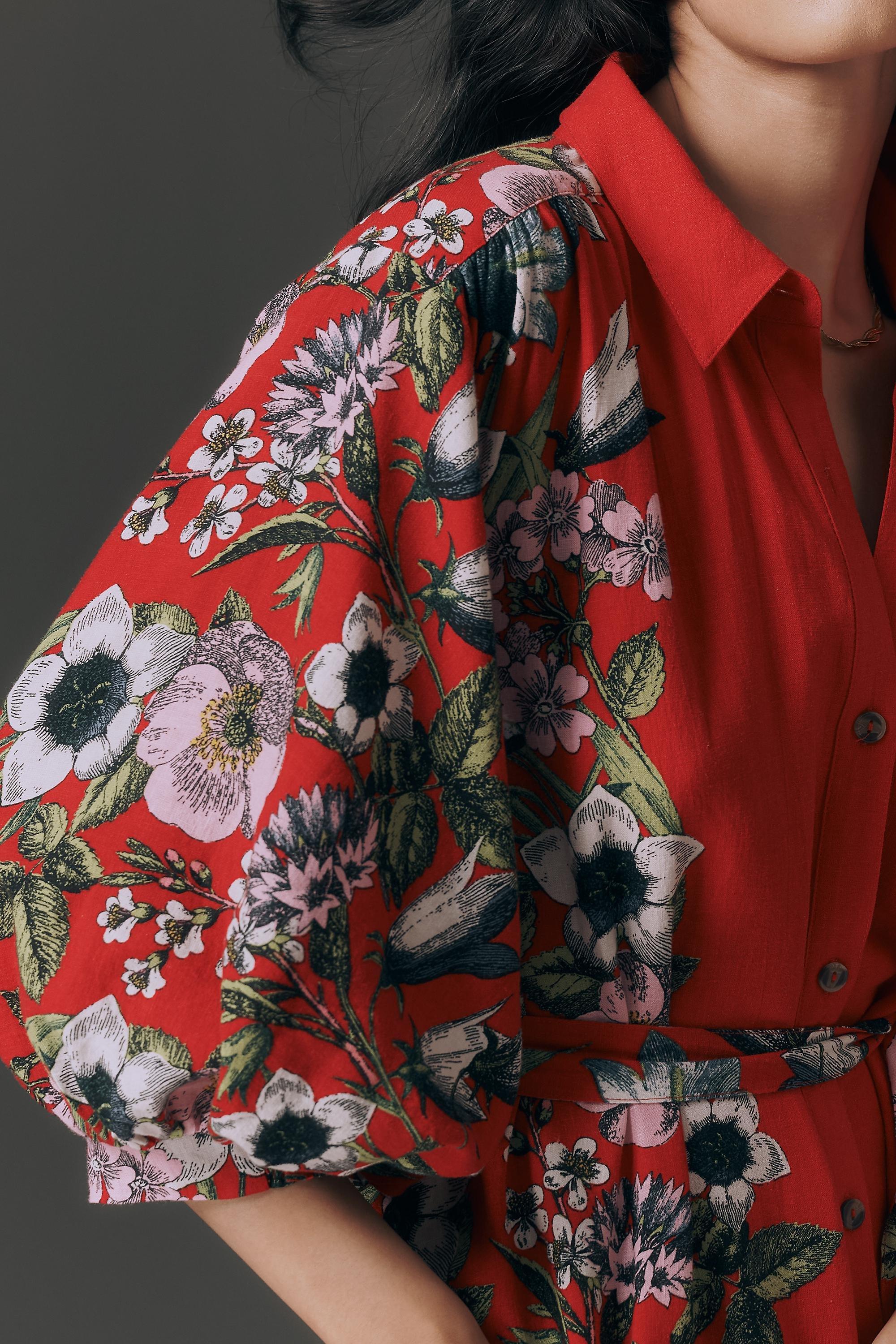Maeve Button-Front Belted Wrap Maxi Dress, Red, Red, large image number 2