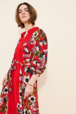 Maeve Button-Front Belted Wrap Maxi Dress, Red, Red, large image number 5