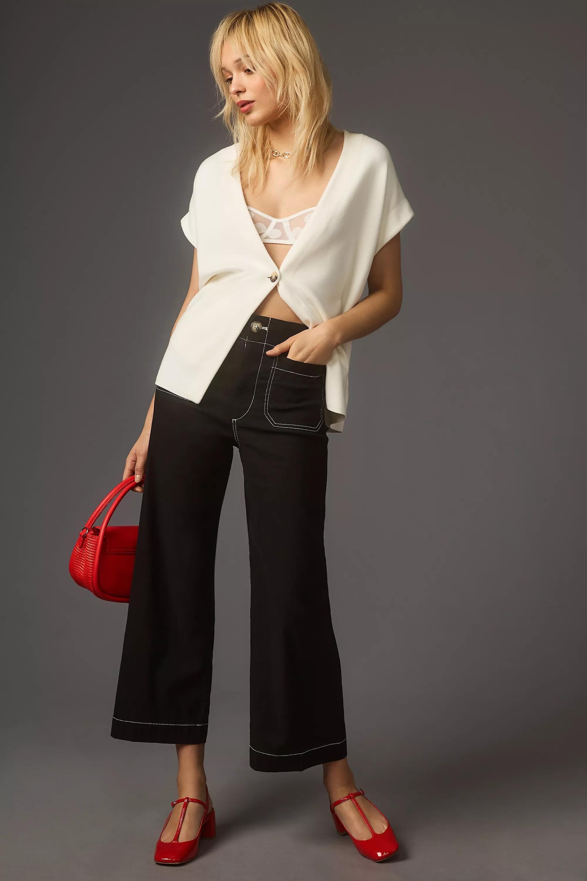 Anthropologie Plain Casual Trousers, Black, , large image number 0
