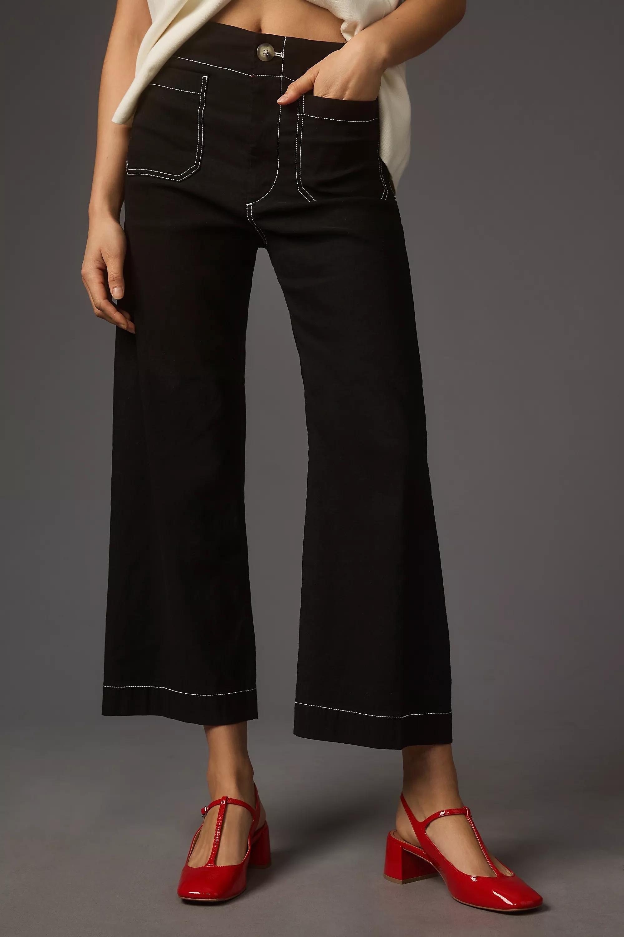 Anthropologie Plain Casual Trousers, Black, , large image number 1