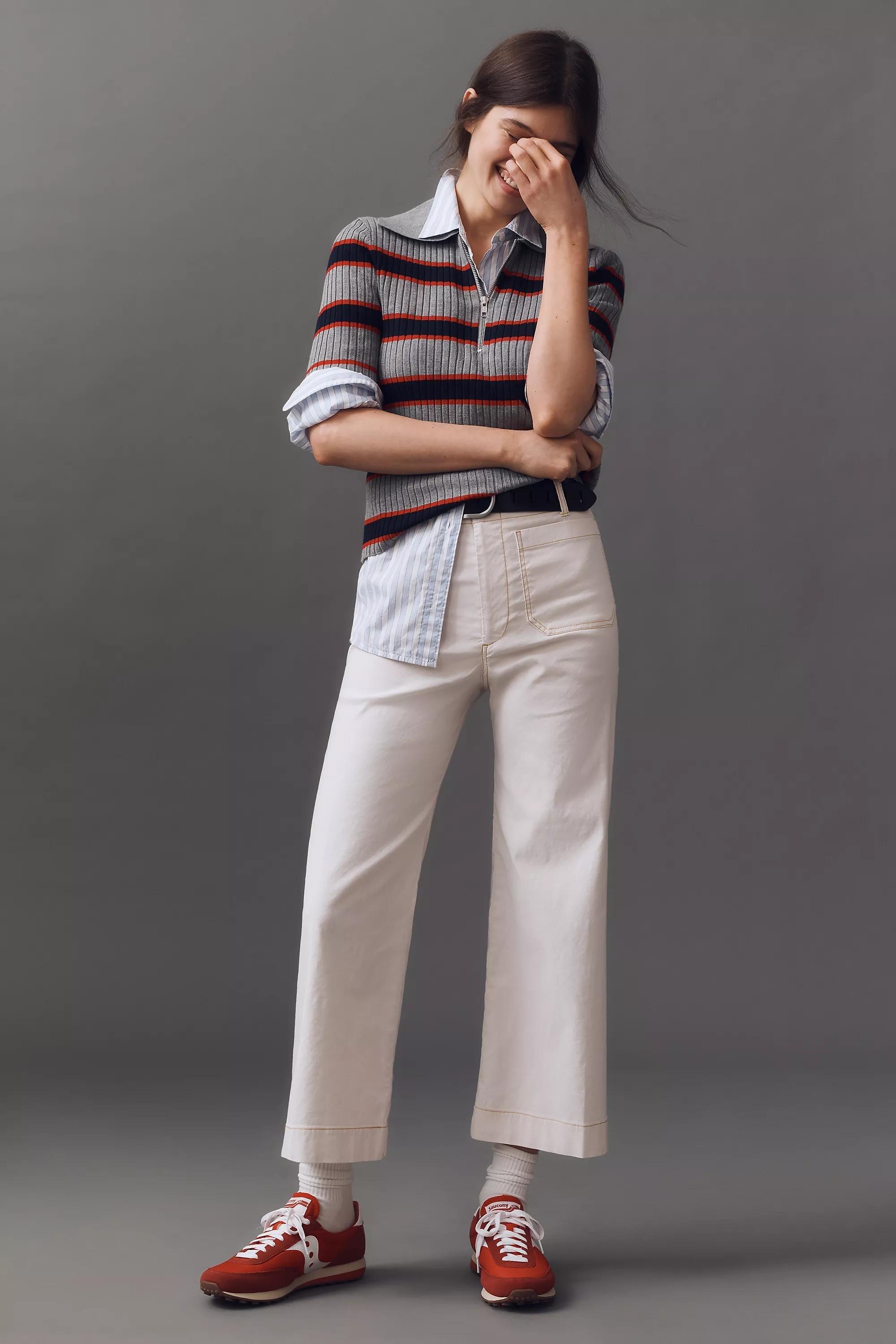 Anthropologie Plain Casual Trousers, White, A501_0014, large image number 0