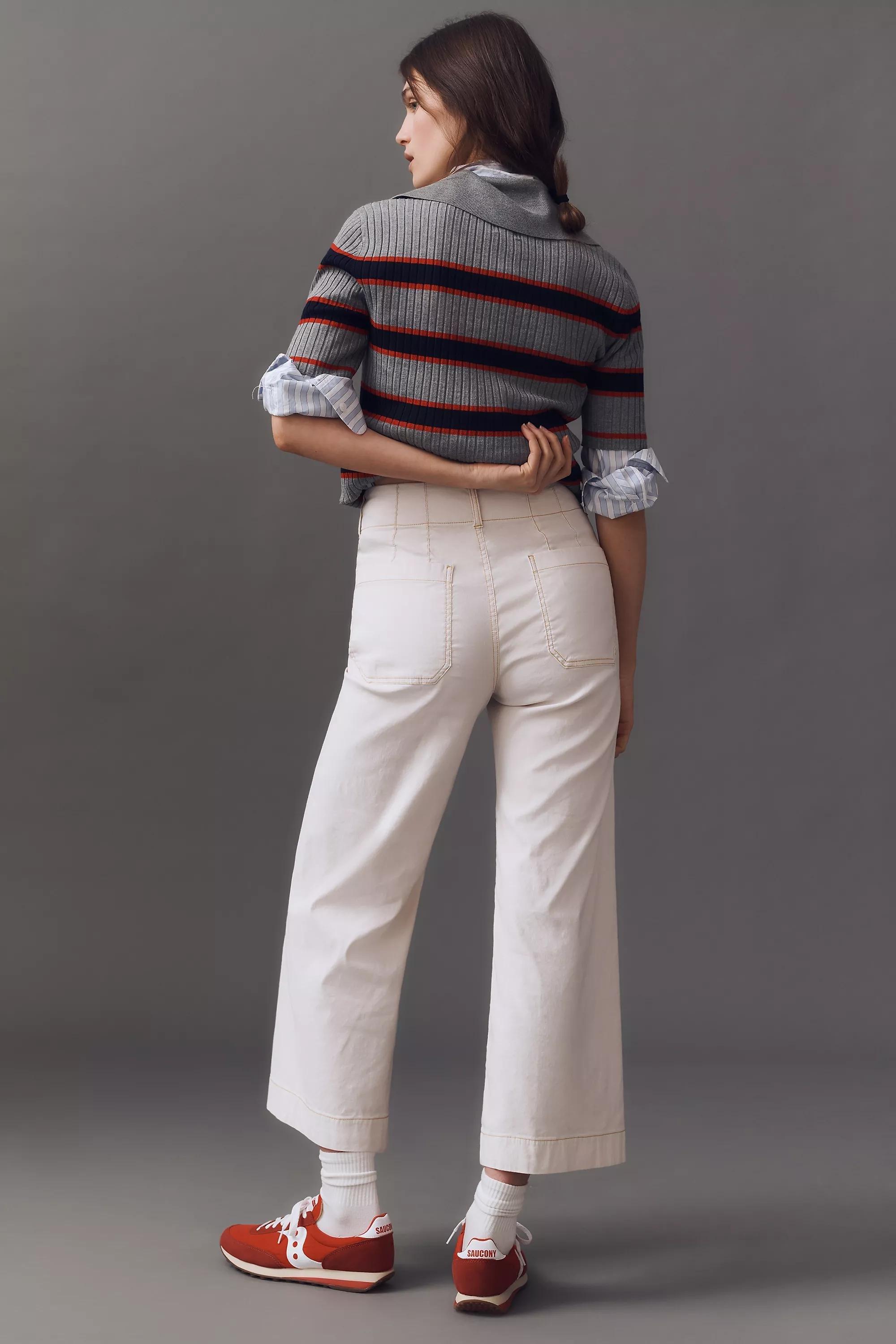Anthropologie Plain Casual Trousers, White, A501_0014, large image number 1