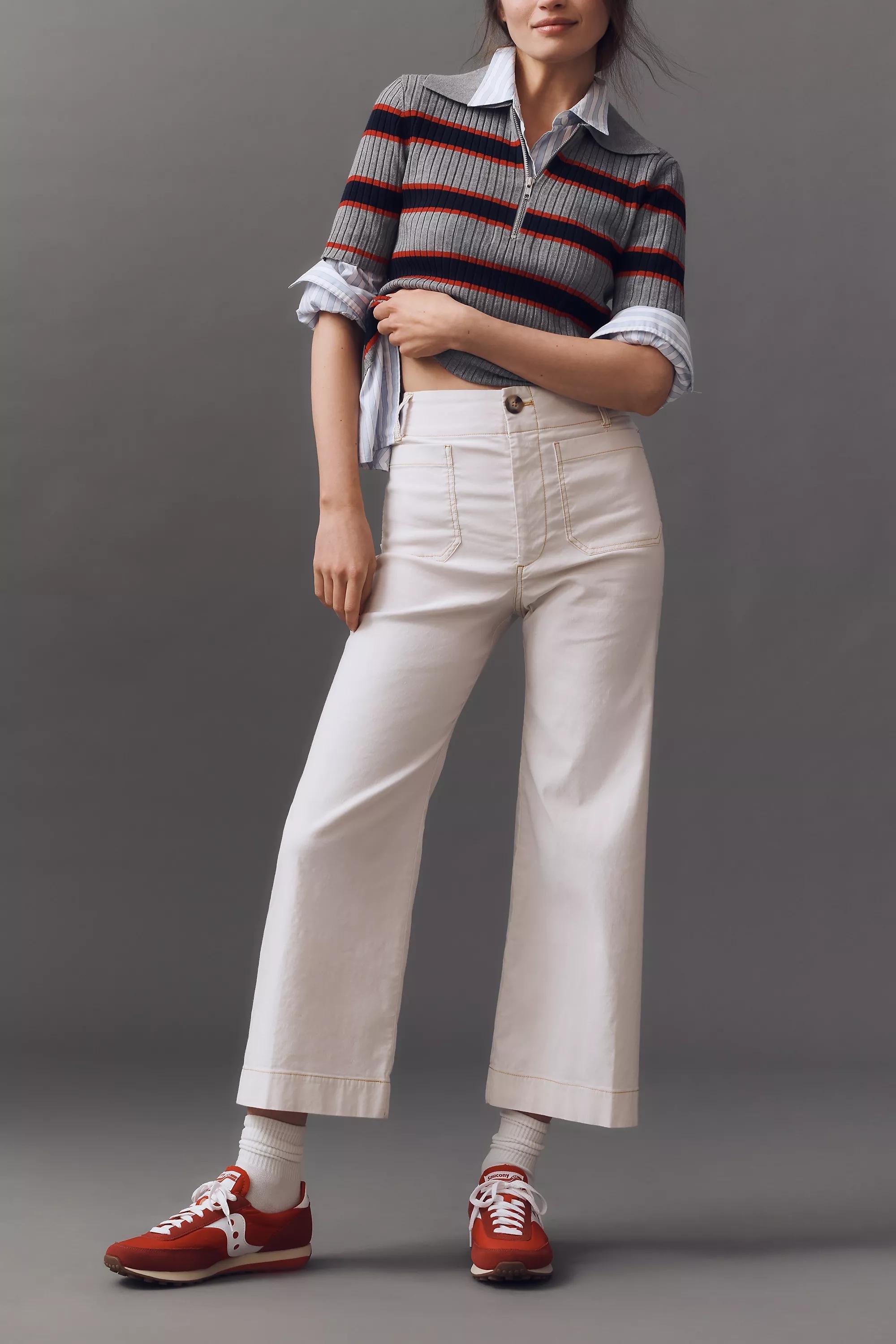 Anthropologie Plain Casual Trousers, White, A501_0014, large image number 2
