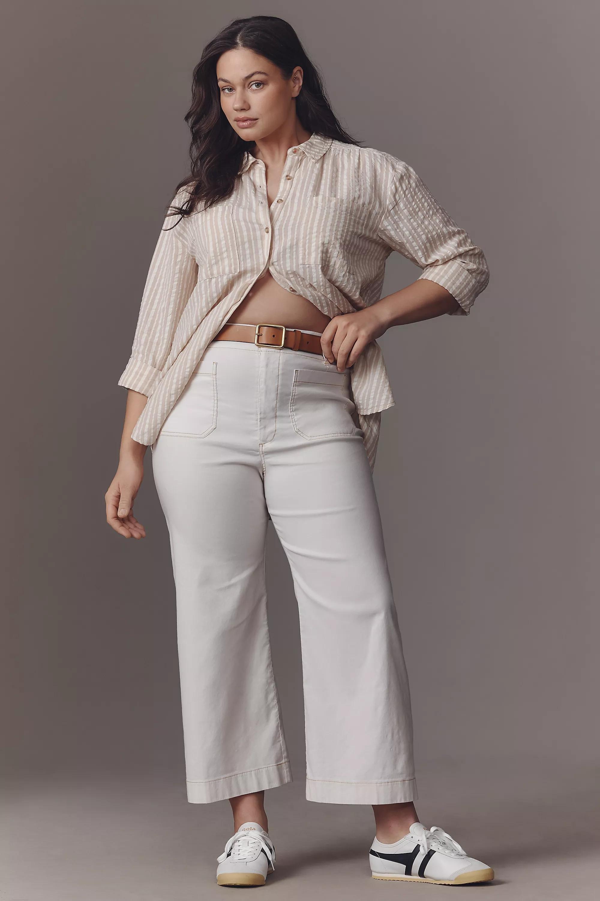 Anthropologie Plain Casual Trousers, White, A501_0014, large image number 3