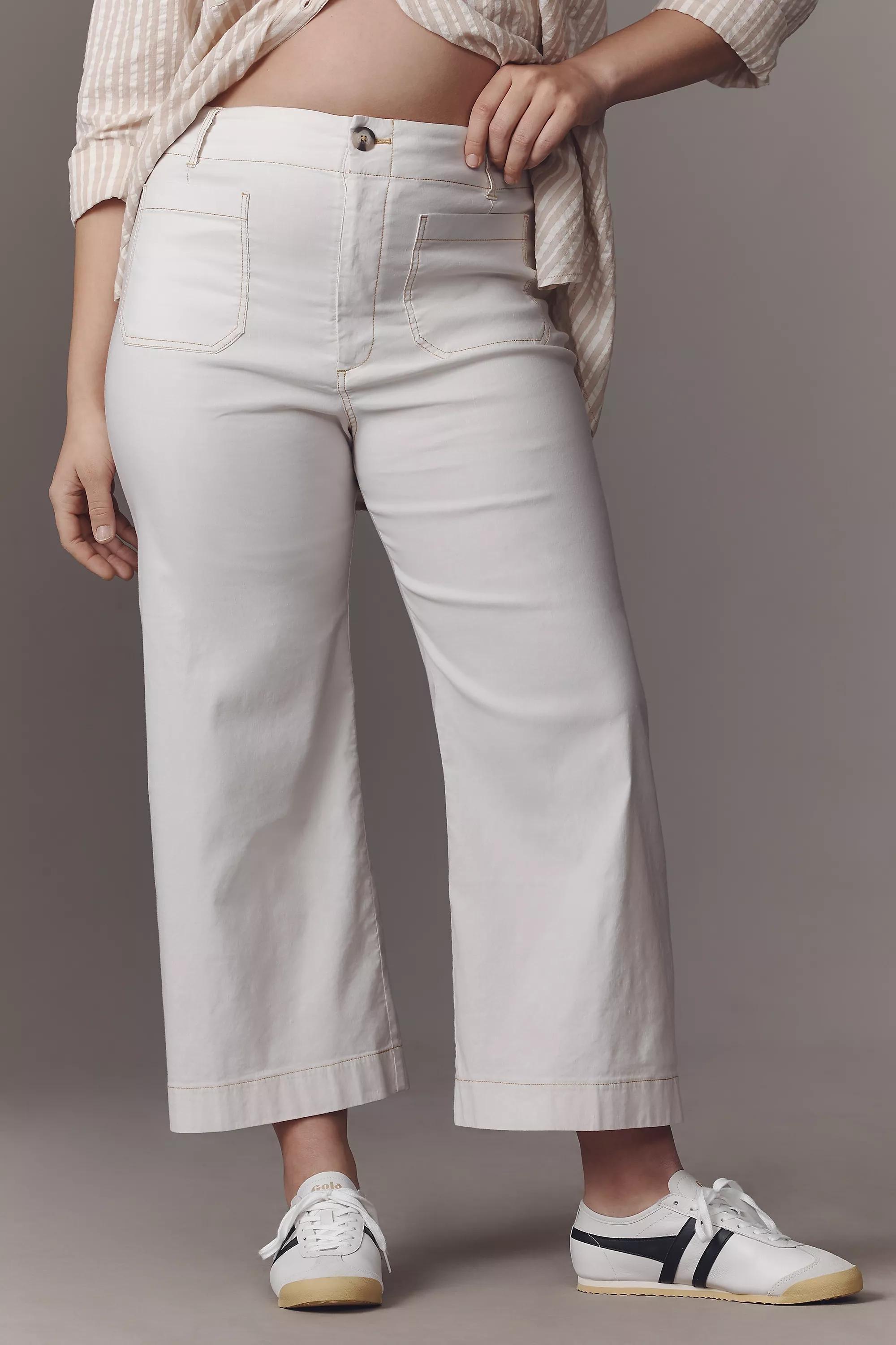 Anthropologie Plain Casual Trousers, White, A501_0014, large image number 4