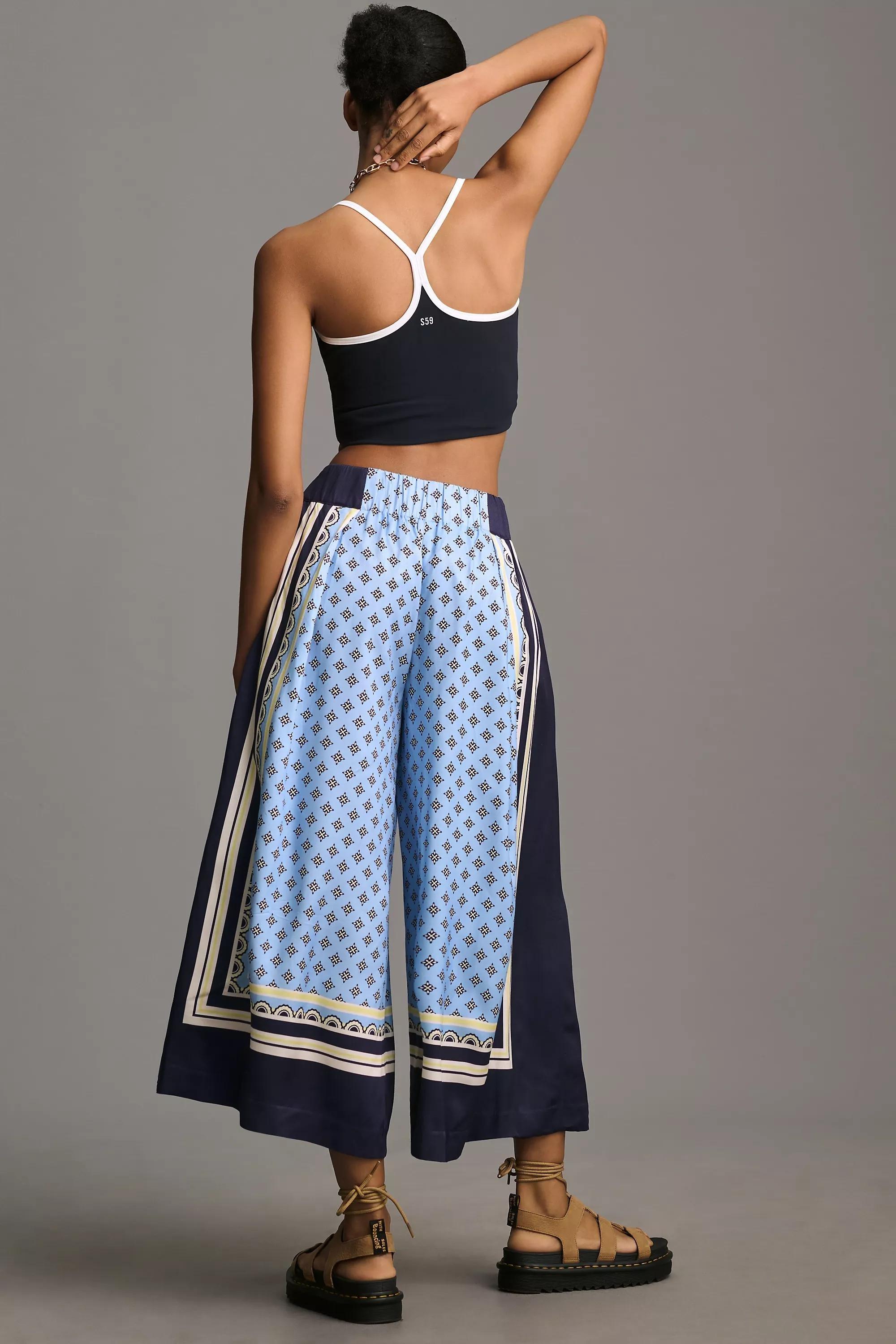 Motif Maeve Printed Pleated A-Line Culottes, Blue, , large image number 3