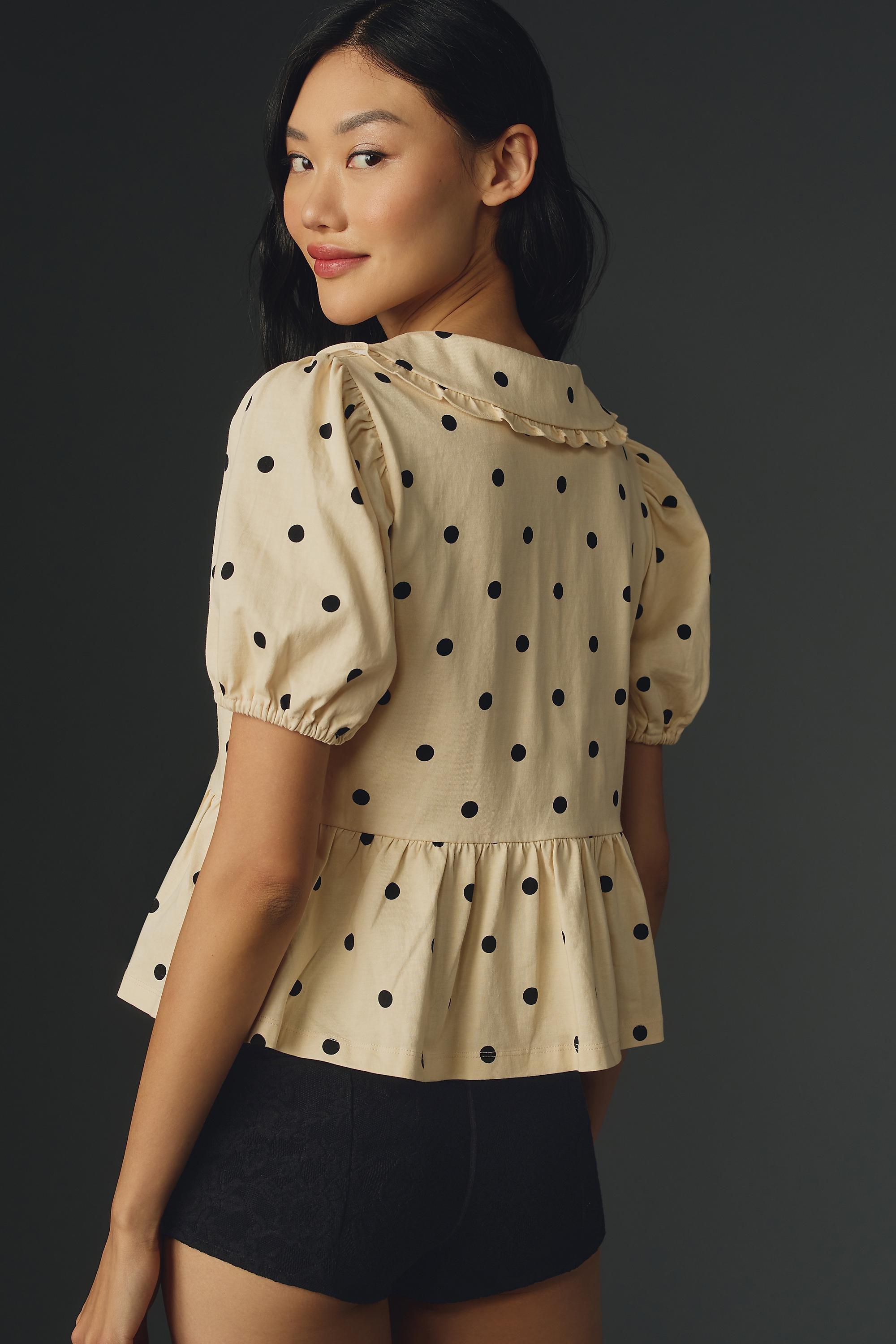 Anthropologie Polka Dots Ruffle, Cream, , large image number 1