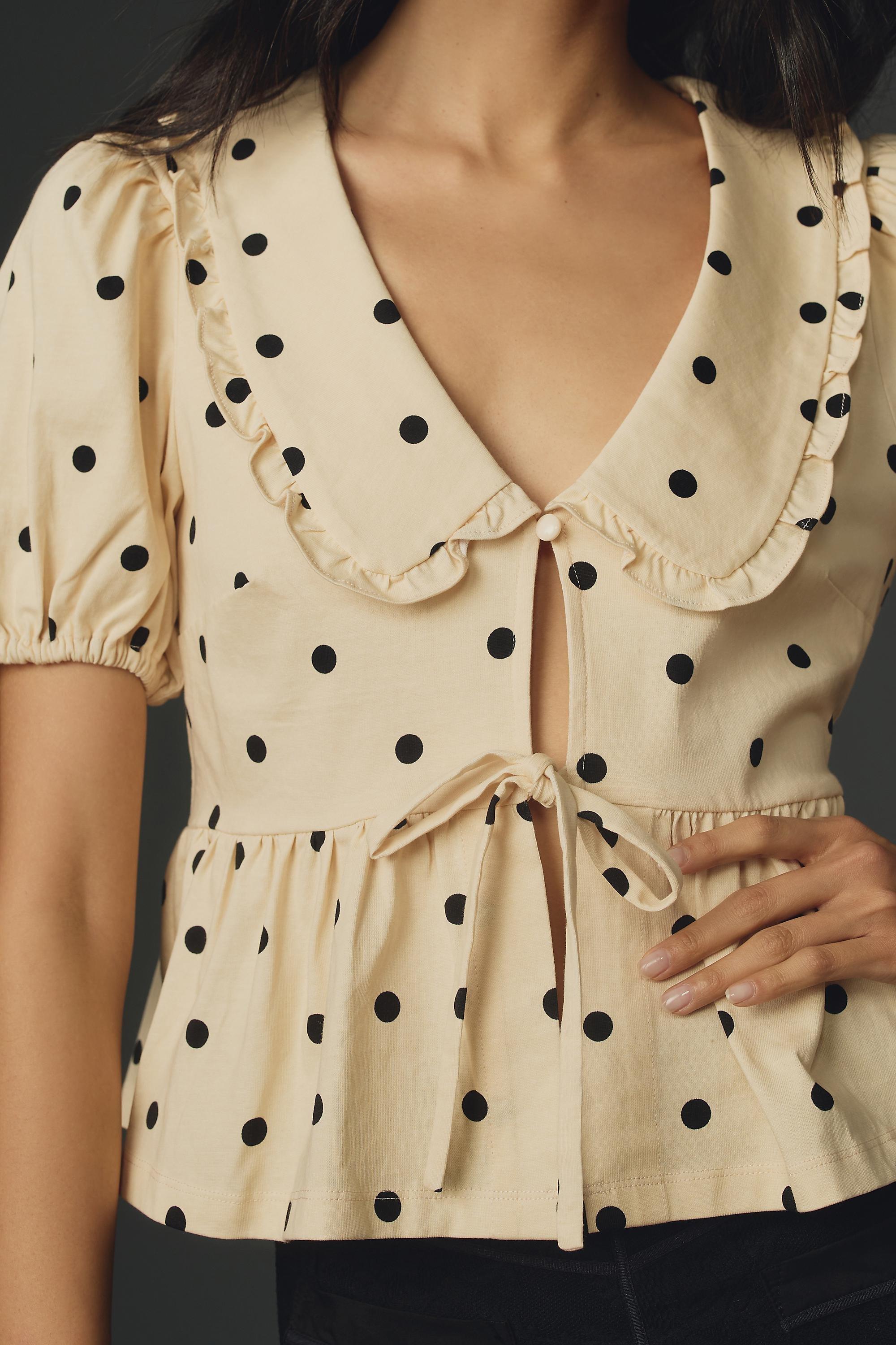 Anthropologie Polka Dots Ruffle, Cream, , large image number 3