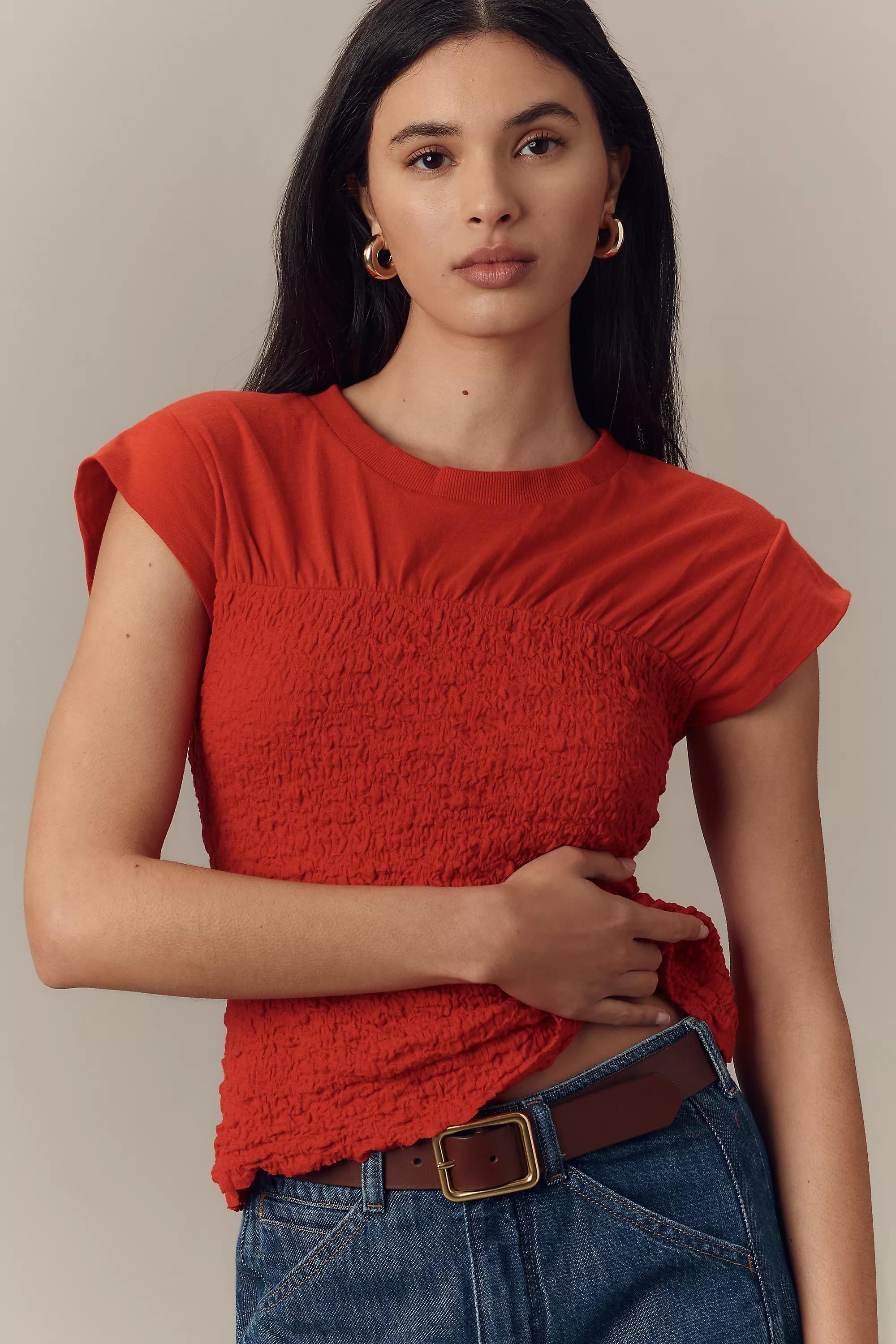 Anthropologie Ruched Crop Top, Red, , large image number 0