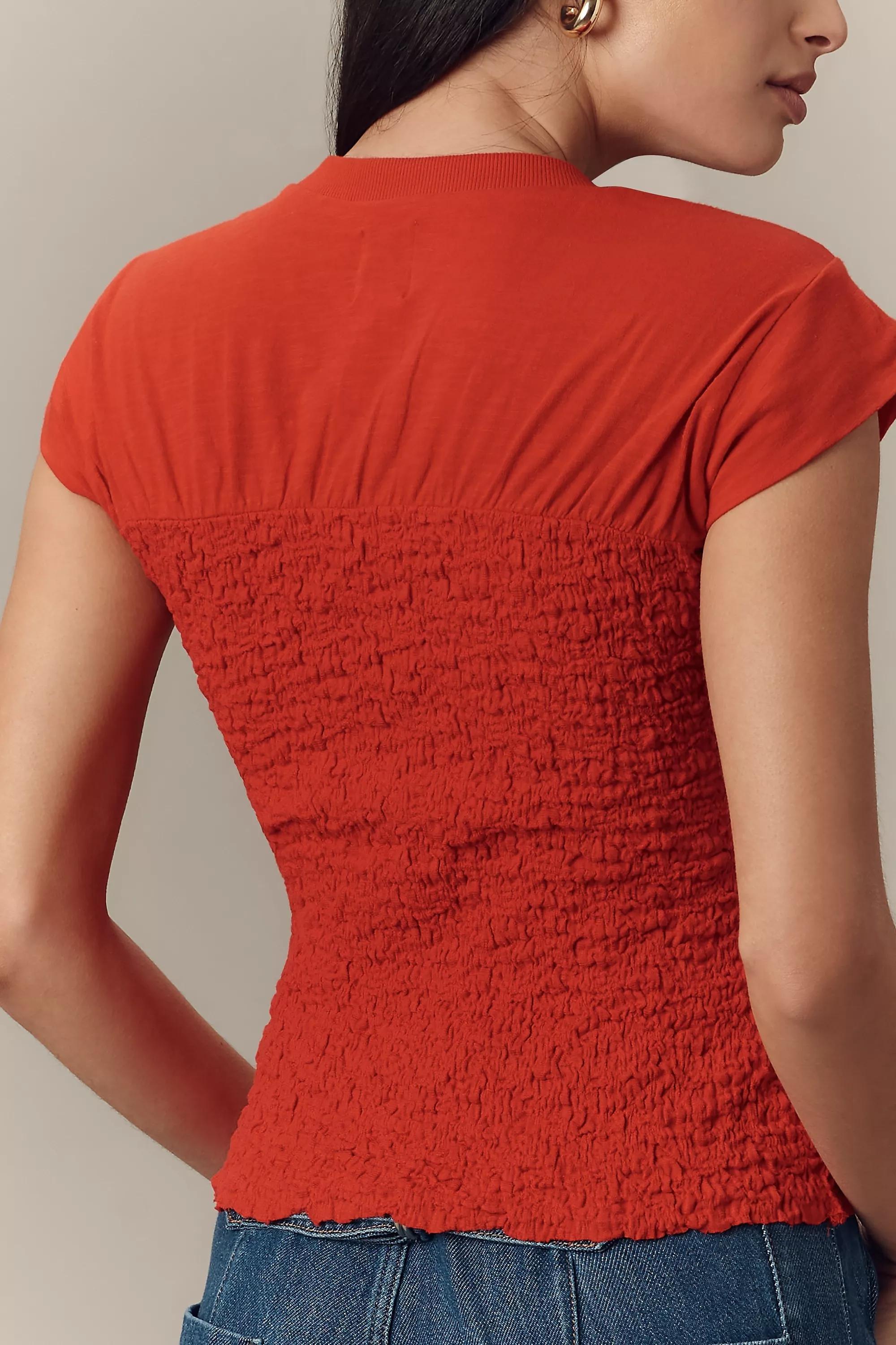 Anthropologie Ruched Crop Top, Red, , large image number 1