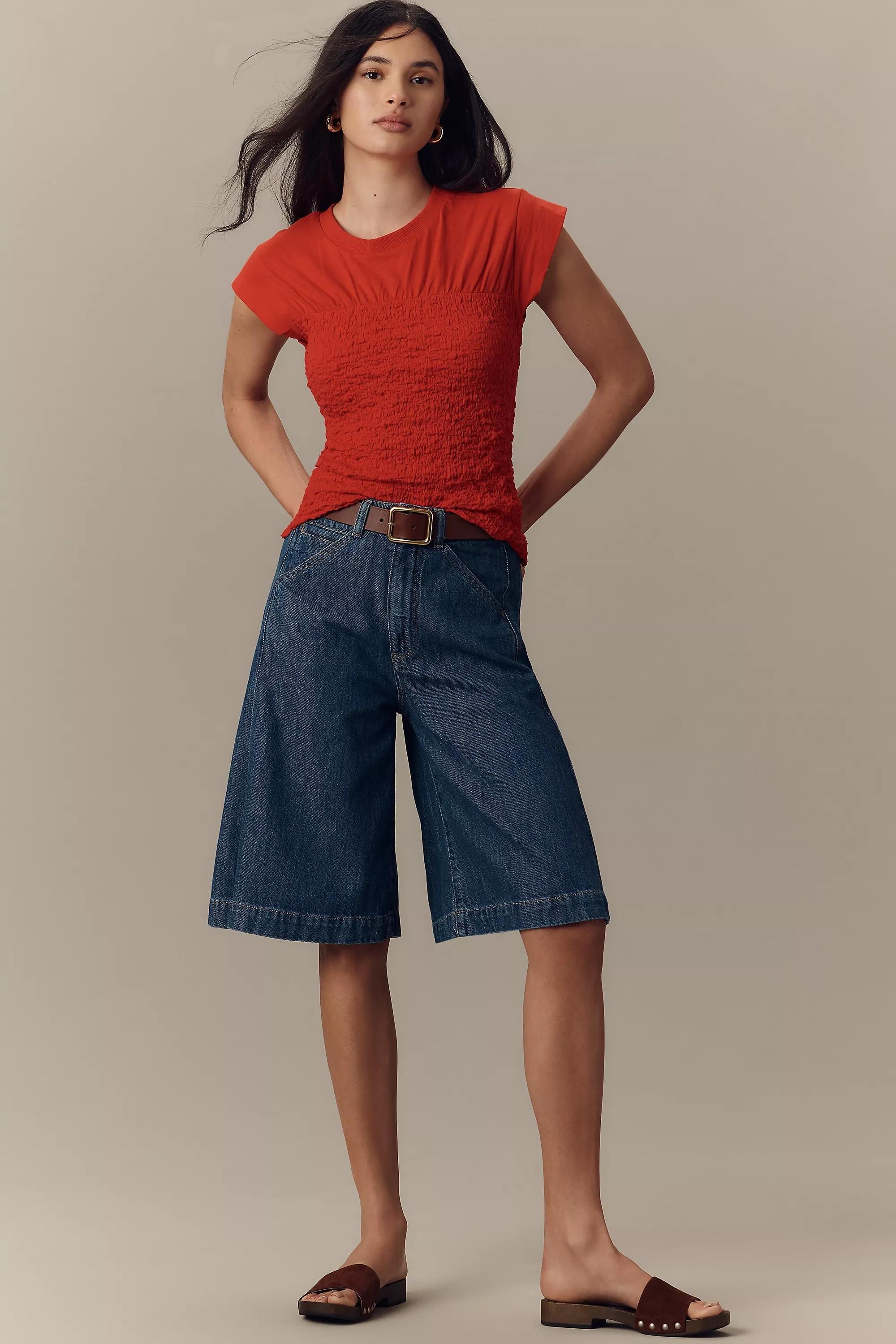 Anthropologie Ruched Crop Top, Red, , large image number 3