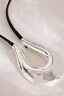 Anthropologie - Structural U-Pendant Velvet Cord Necklace, Silver