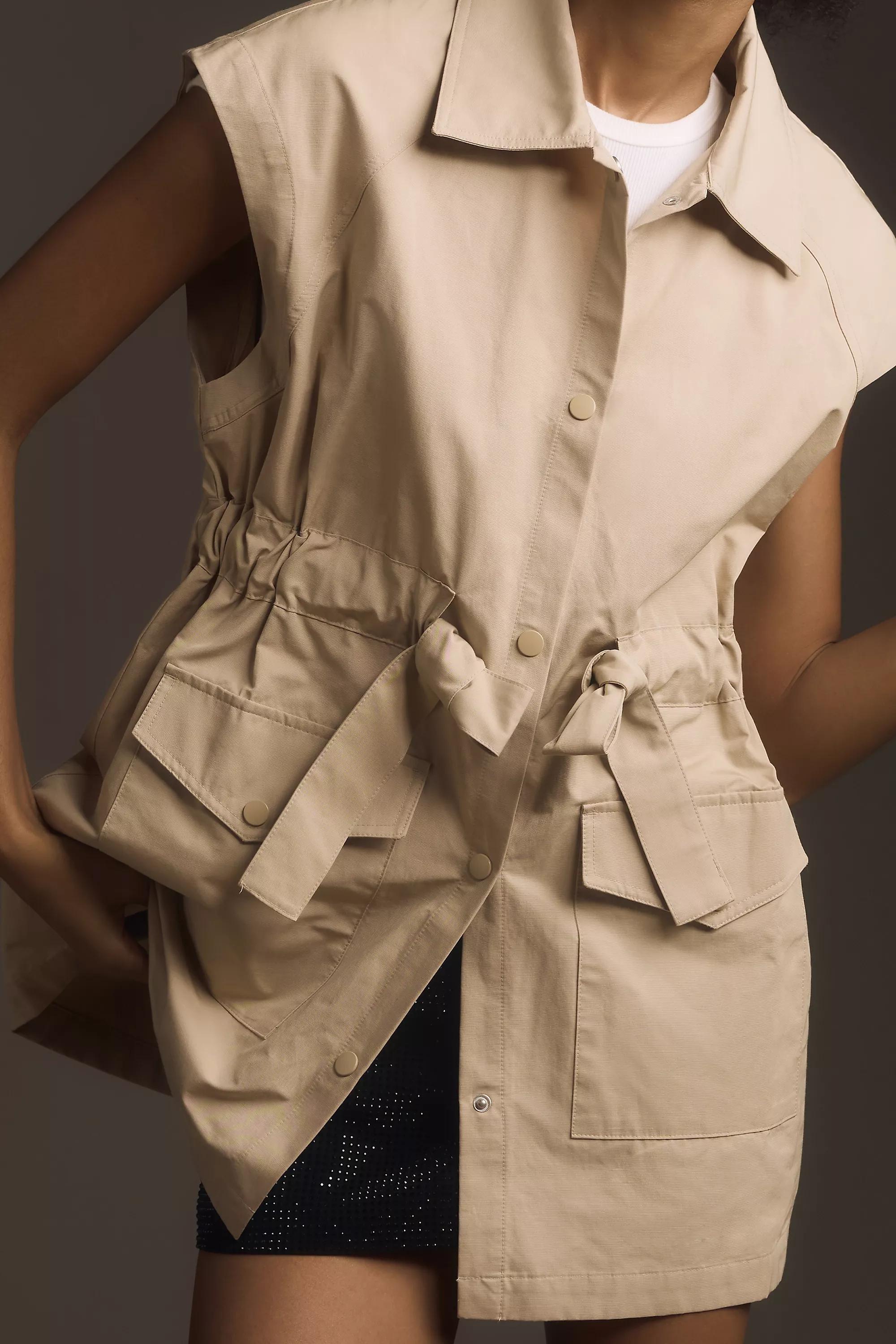 Long Safari Utility Vest, Beige, , large image number 1