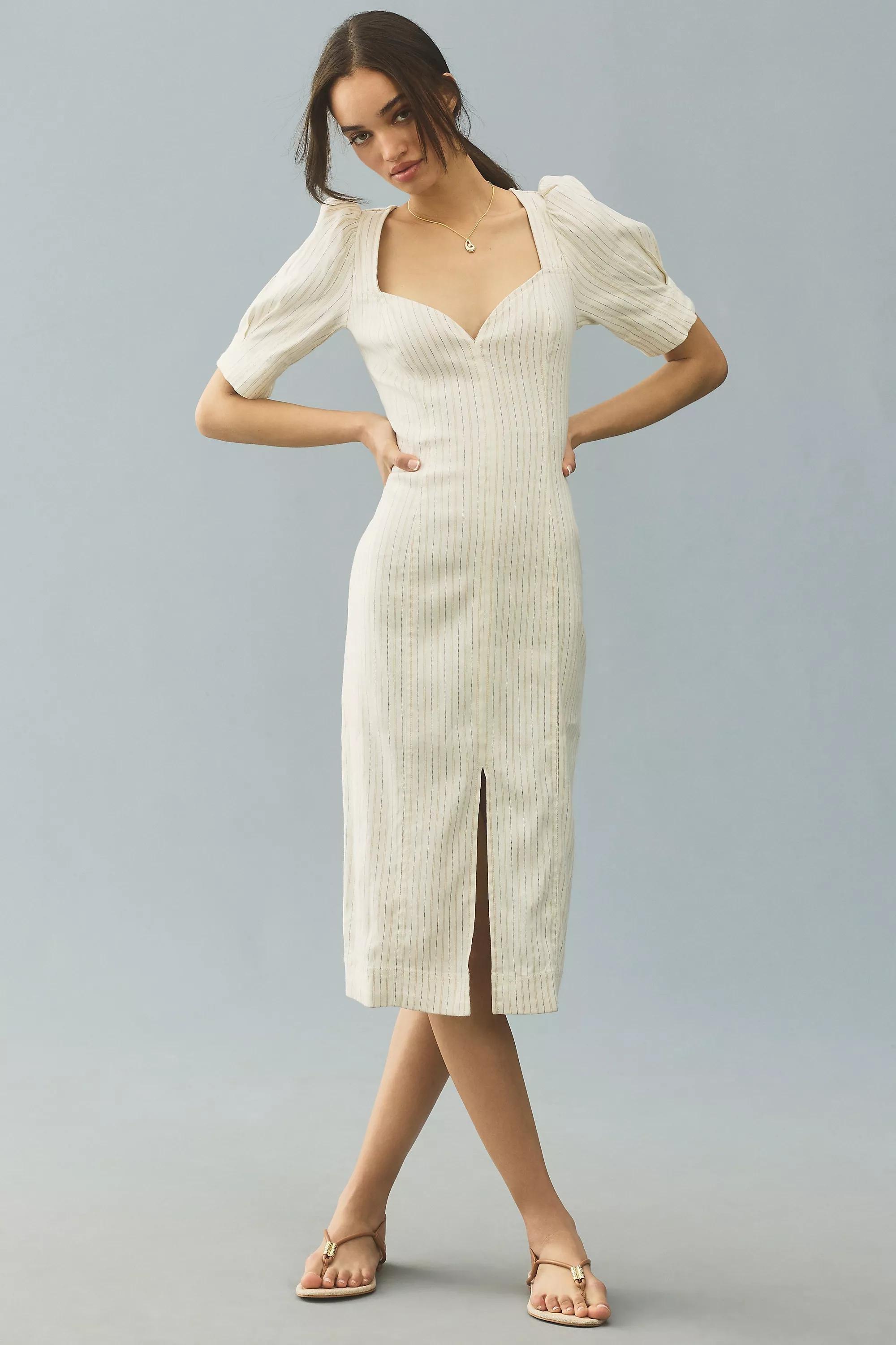 Anthropologie Ribbed Romantic Midi, Cream, , large image number 0
