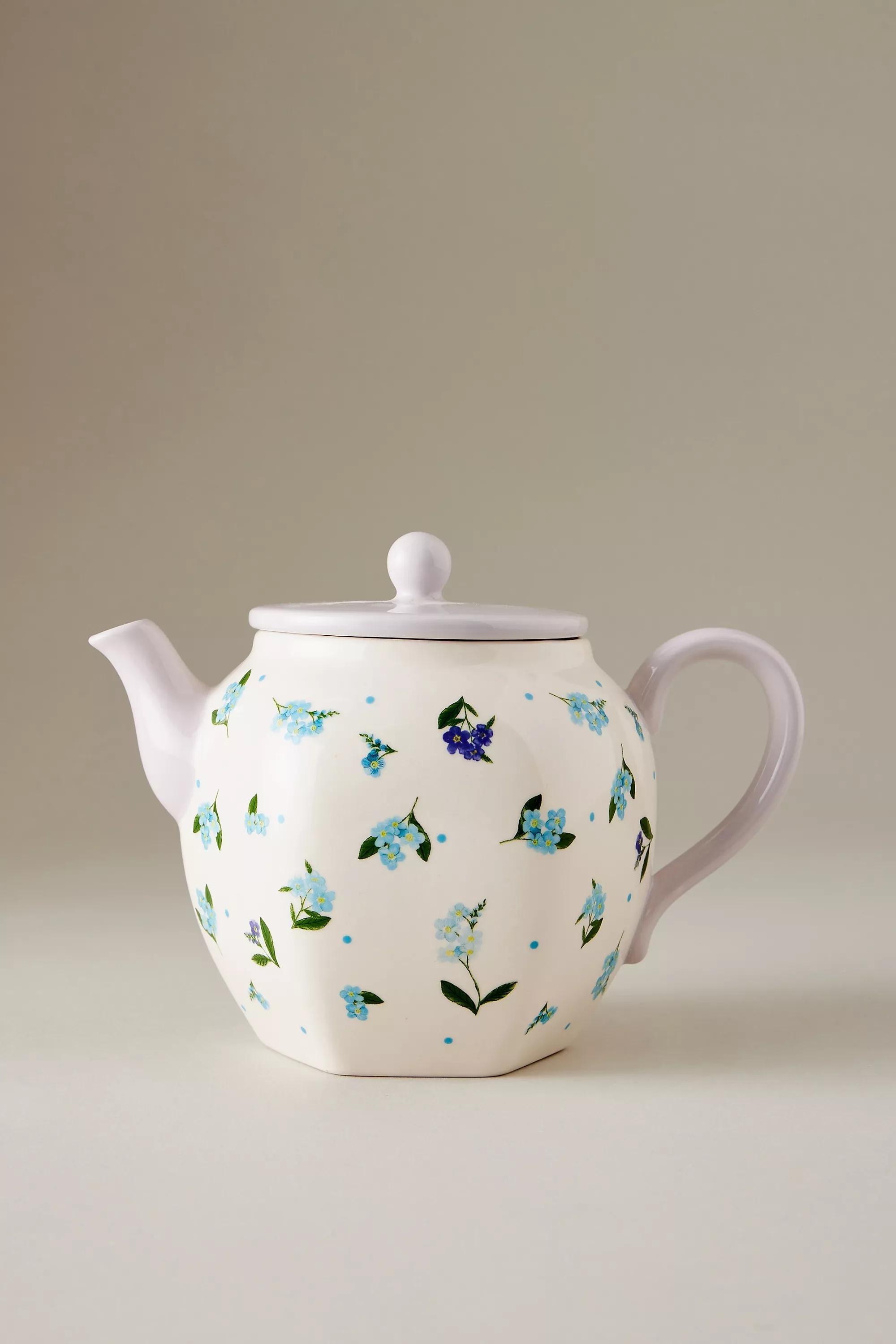 Pia Floral Teapot, White, A501_0010, large image number 0