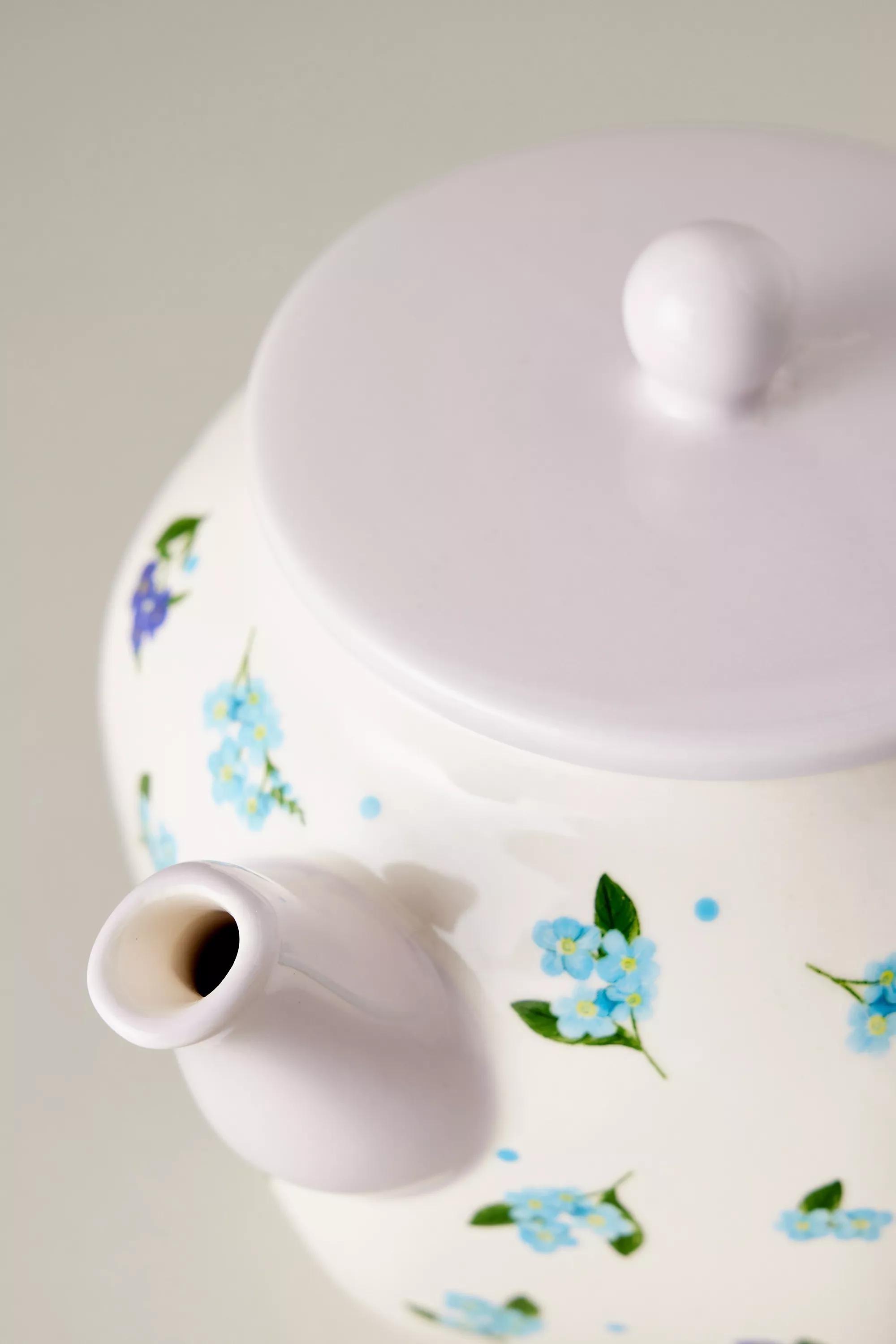 Pia Floral Teapot, White, A501_0010, large image number 1