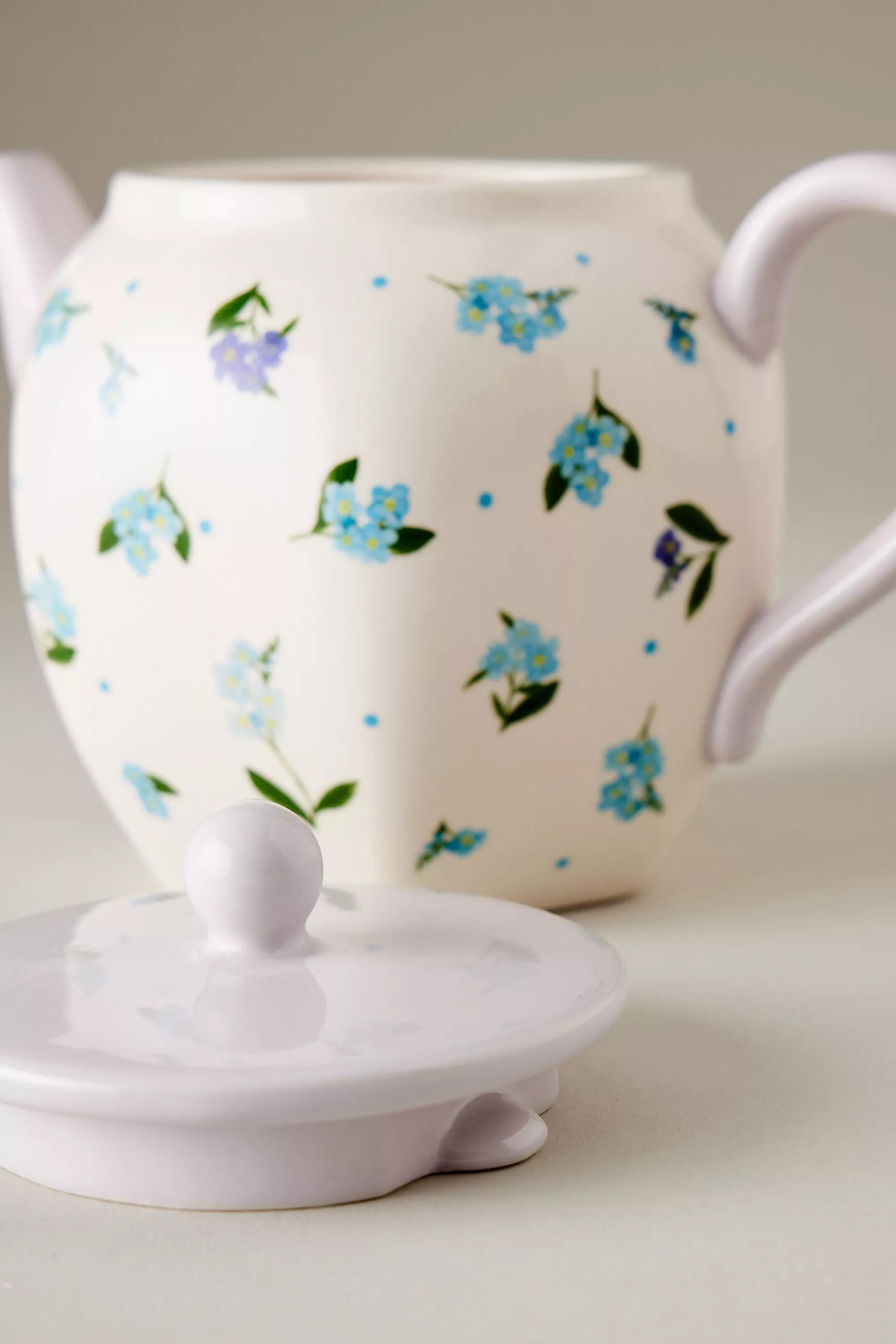 Pia Floral Teapot, White, A501_0010, large image number 2