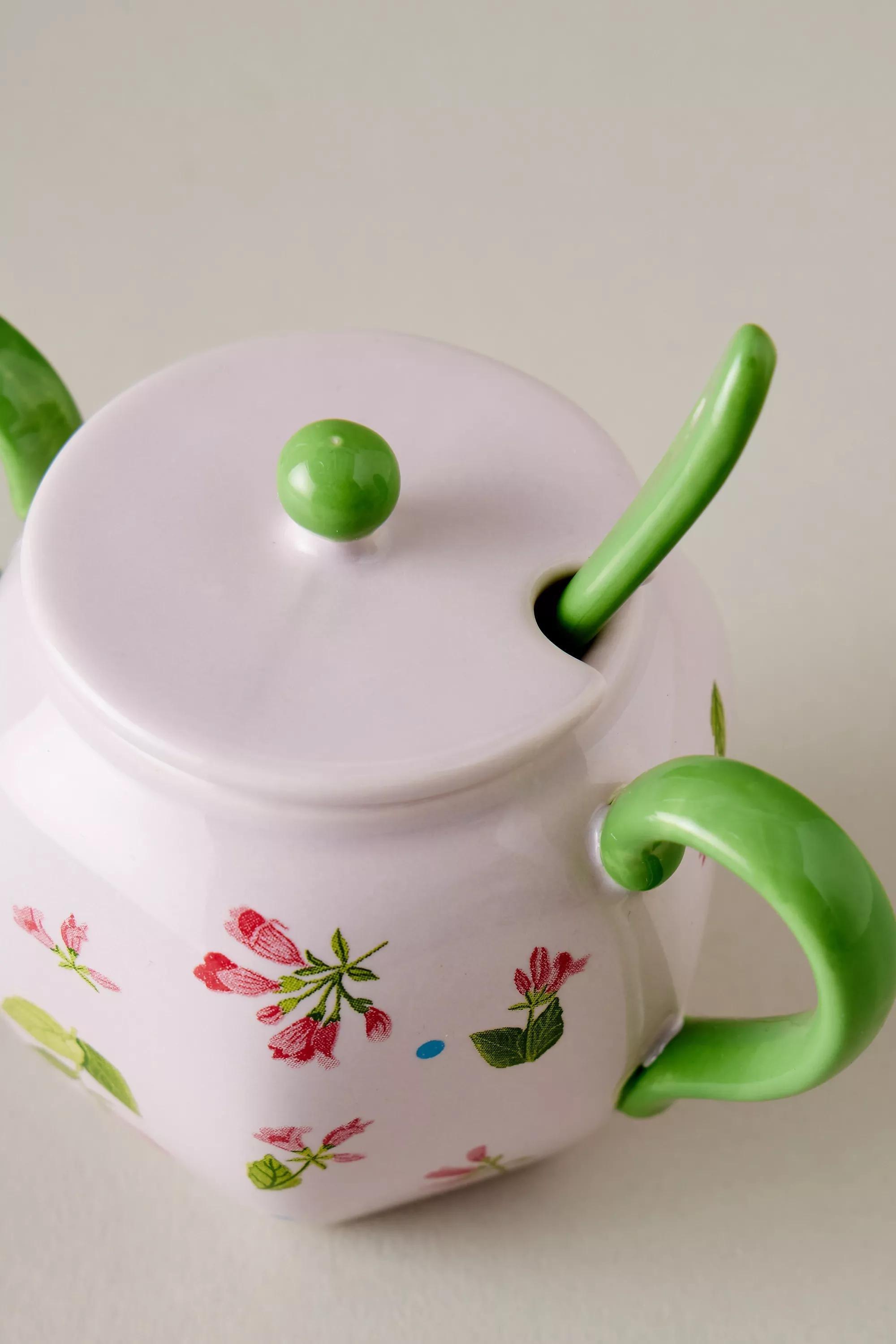 Pia Floral Sugar Pot, Green, A501_0030, large image number 1