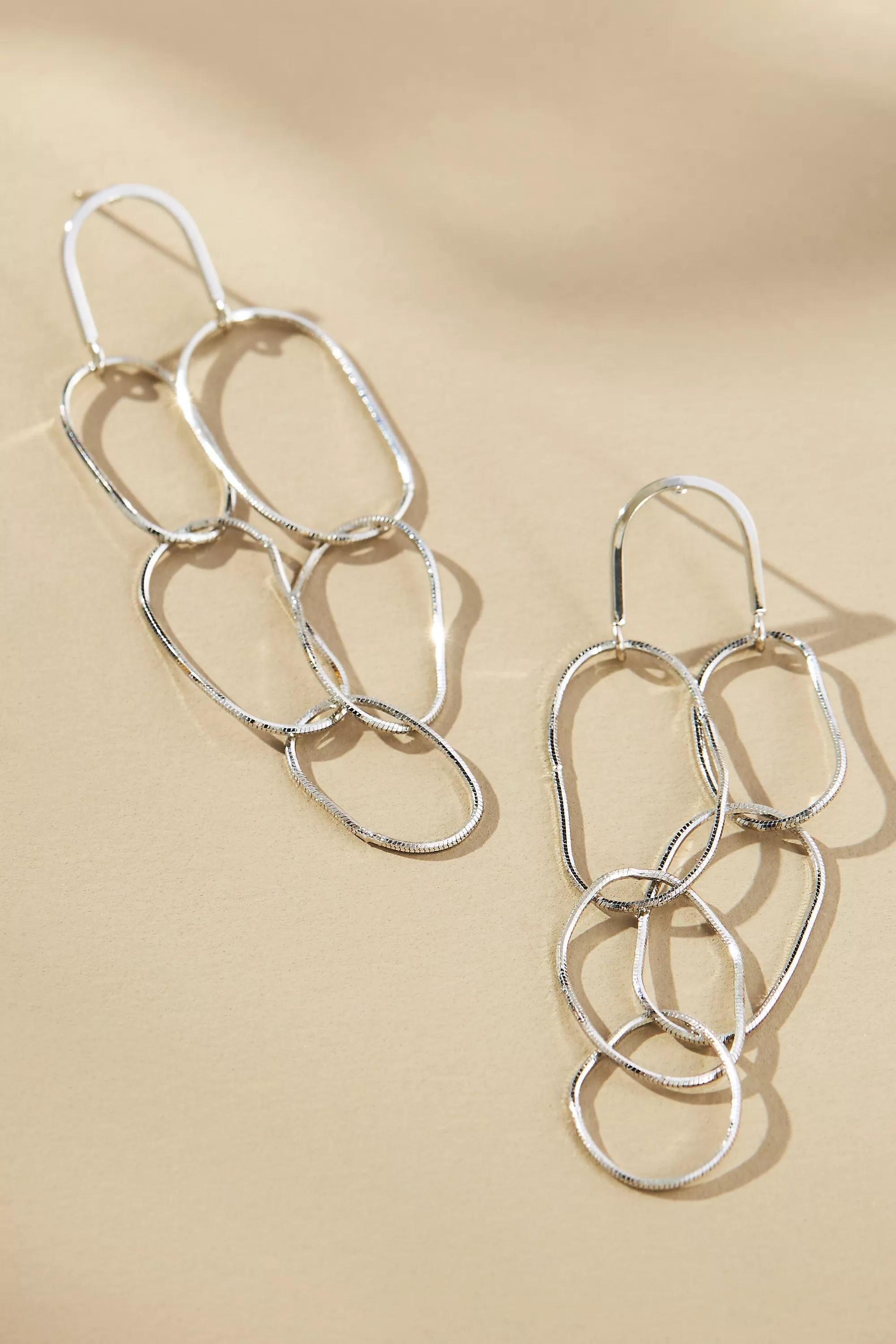 Chain Dangle Earrings, Silver, A501_0007, large image number 0