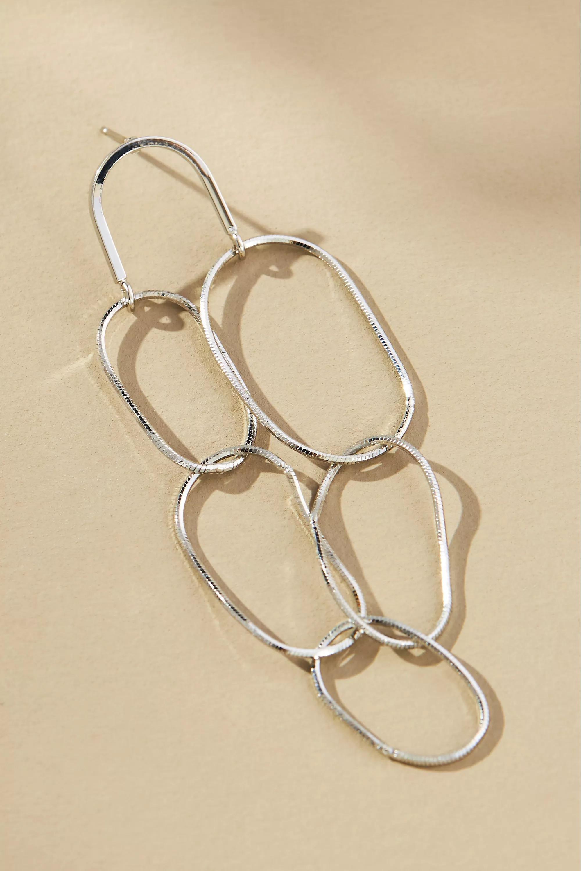 Chain Dangle Earrings, Silver, A501_0007, large image number 1
