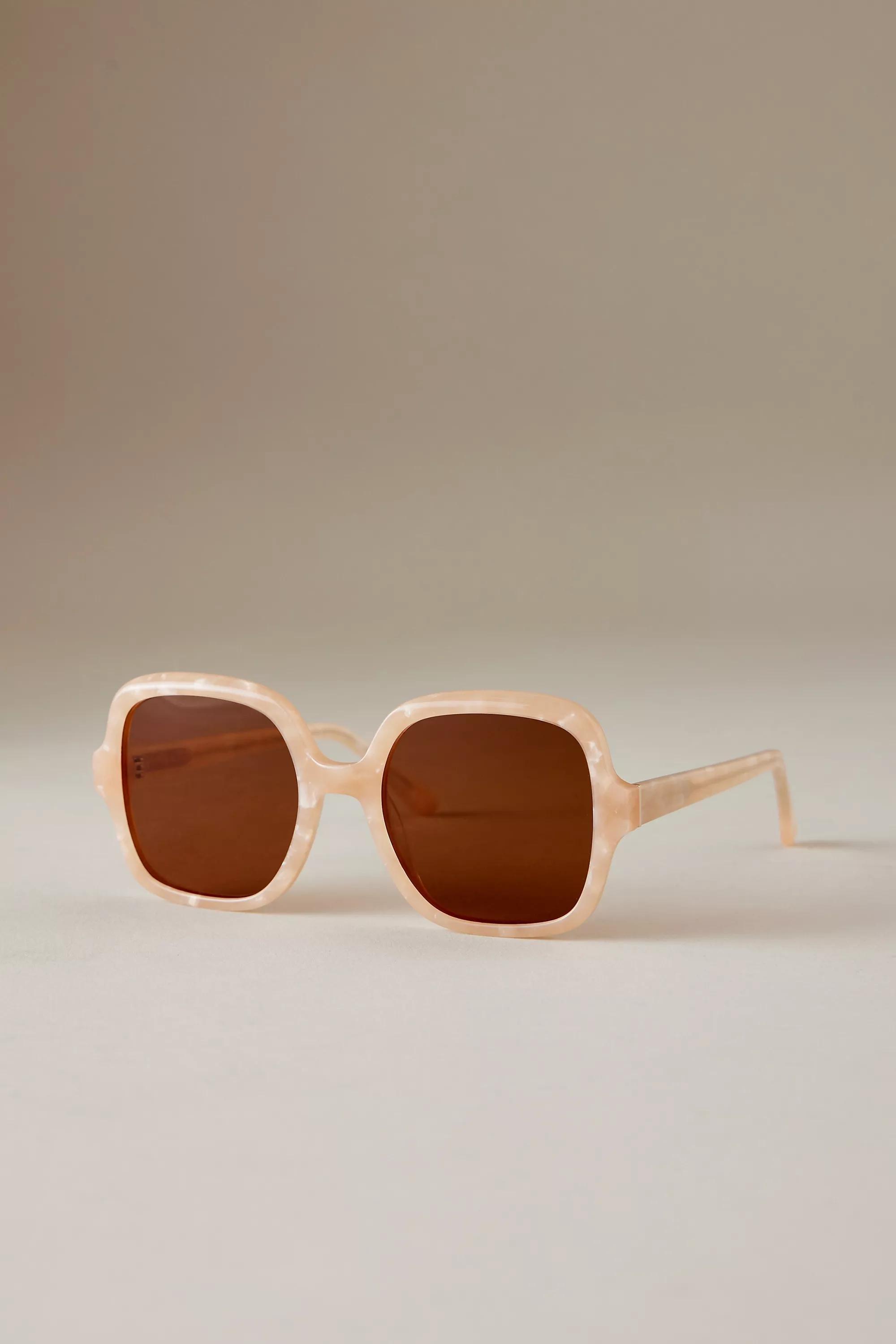 The Daphne 70S Square Polarised Sunglasses, Cream, A501_0011, large image number 0