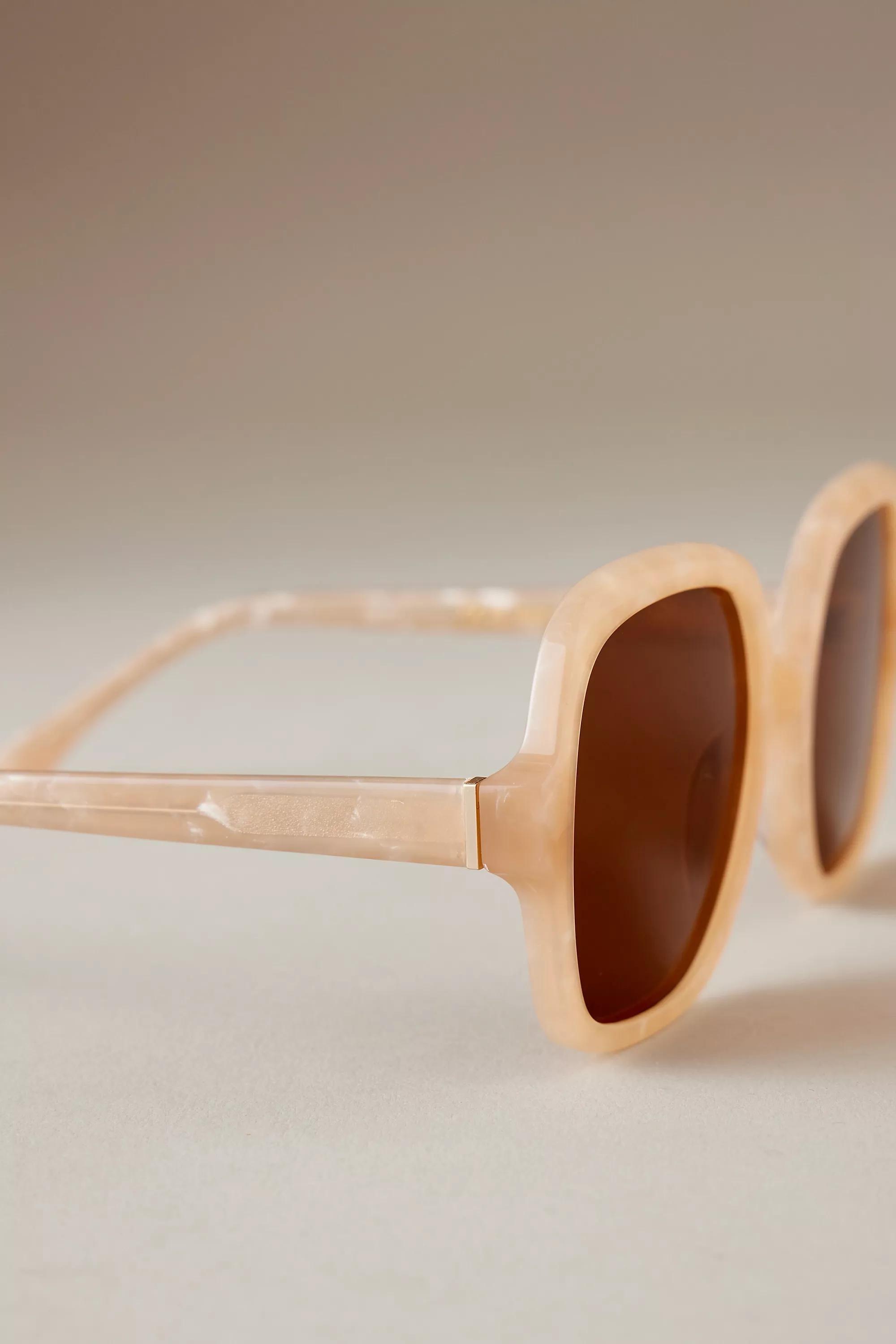 The Daphne 70S Square Polarised Sunglasses, Cream, A501_0011, large image number 1