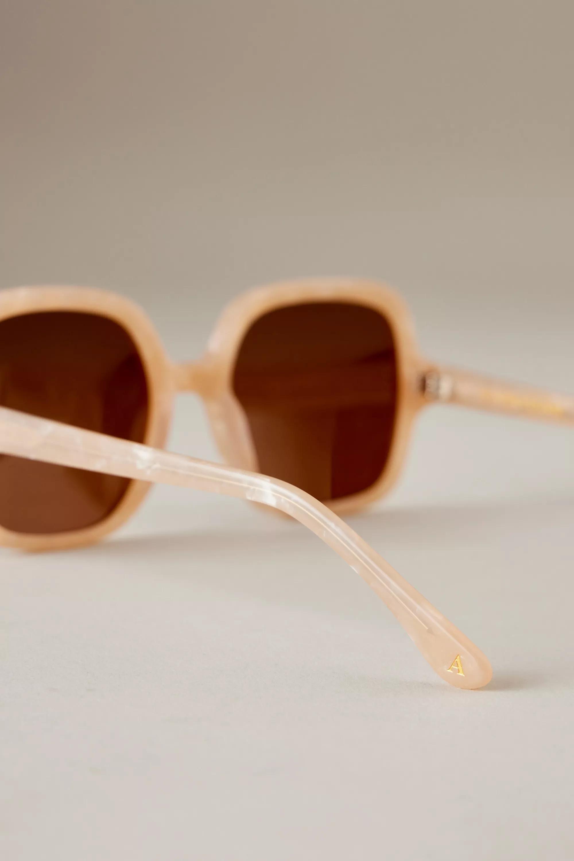 The Daphne 70S Square Polarised Sunglasses, Cream, A501_0011, large image number 2