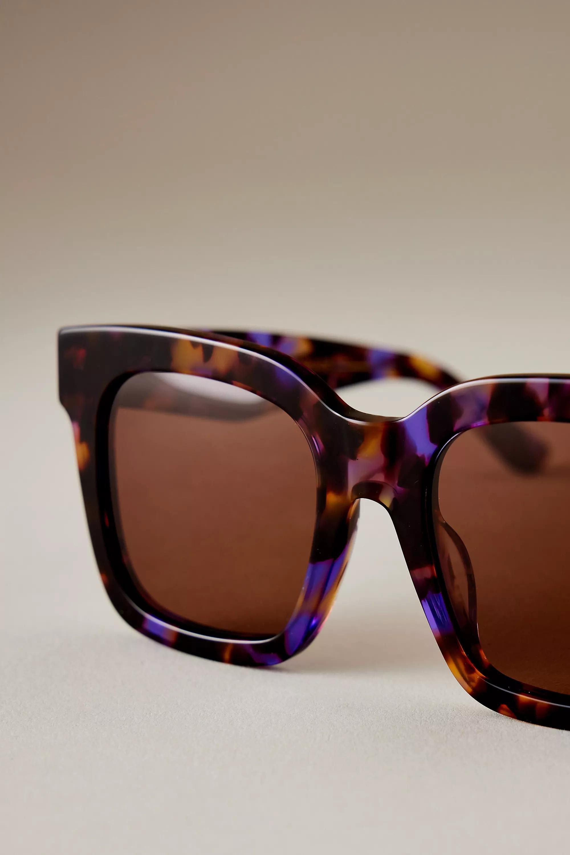 The Betsy Oversized Polarised Sunglasses, Brown, A501_0020, large image number 1