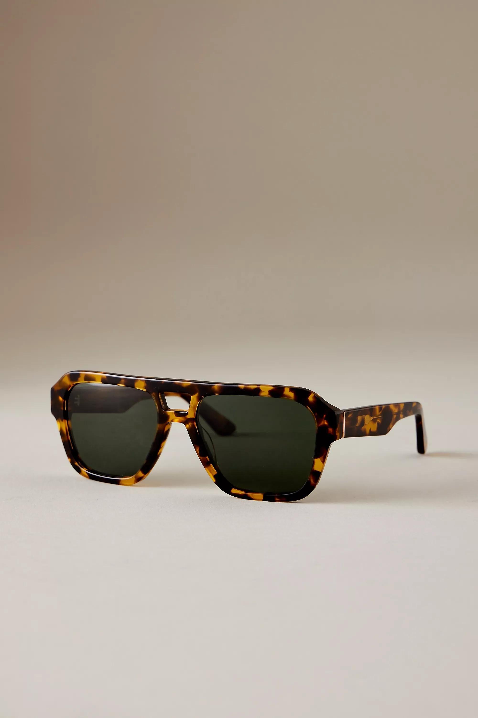 By Anthropologie The Eloise Aviator Polarised Sunglasses, Brown, A501_0020, large image number 0