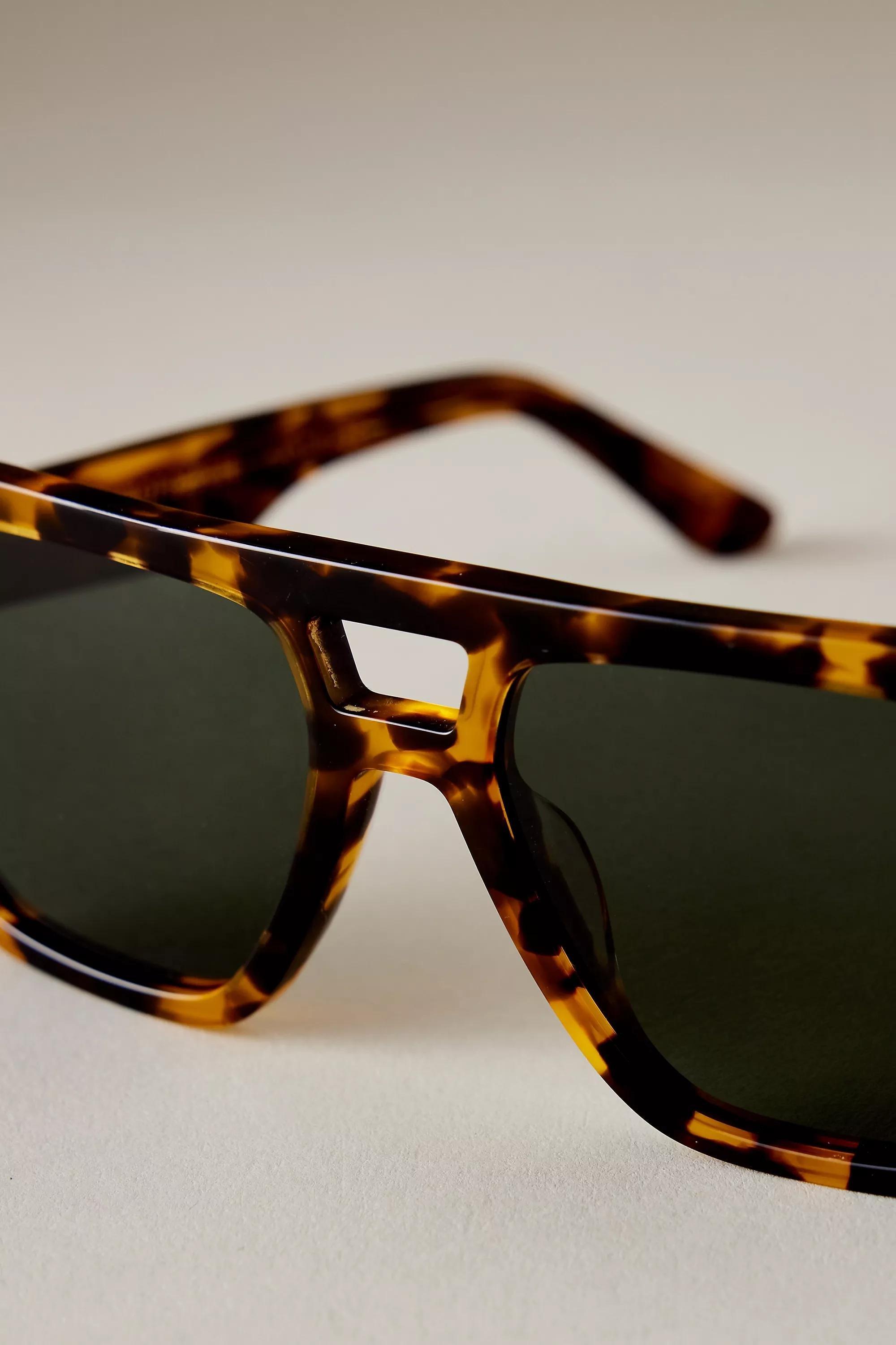 By Anthropologie The Eloise Aviator Polarised Sunglasses, Brown, A501_0020, large image number 2