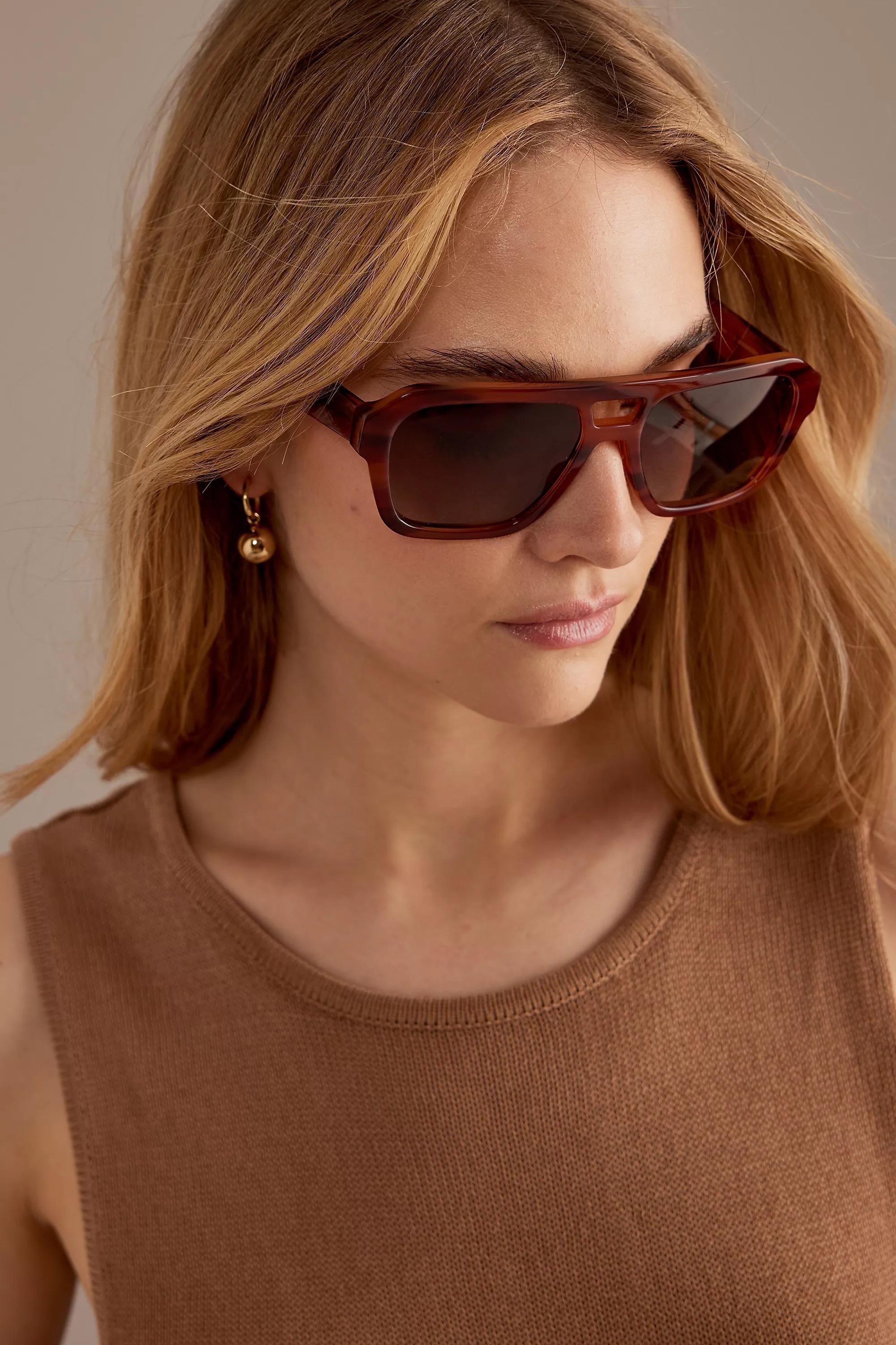 The Eloise Aviator Polarised Sunglasses, Orange, A501_0081, large image number 0